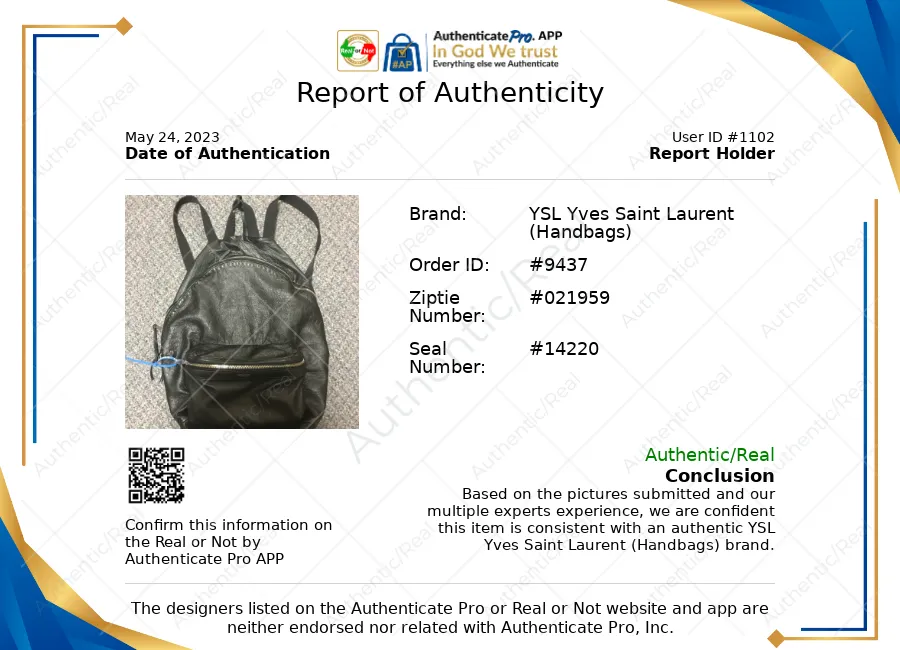 Backpack Luxury Designer By Yves Saint Laurent, Size: Large