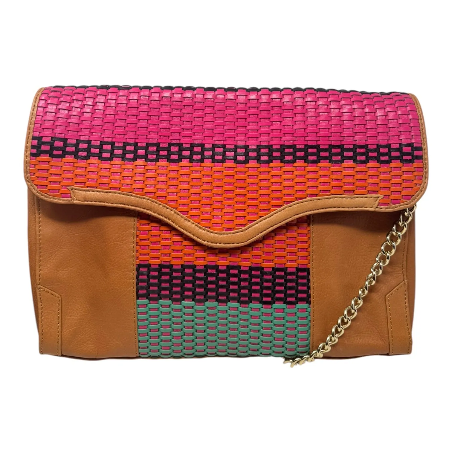 Beau Woven Leather Handbag Designer By Rebecca Minkoff, Size: Large