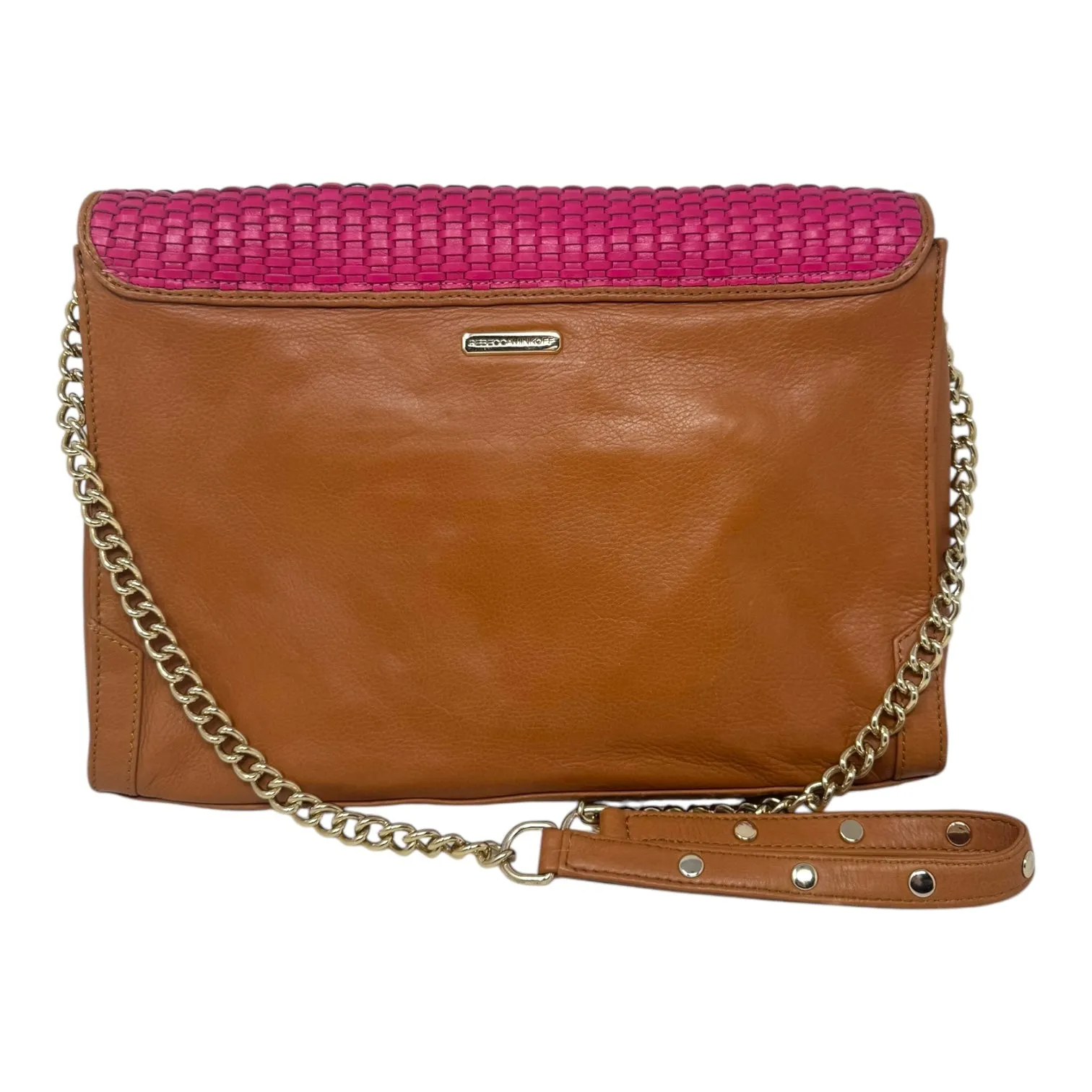 Beau Woven Leather Handbag Designer By Rebecca Minkoff, Size: Large