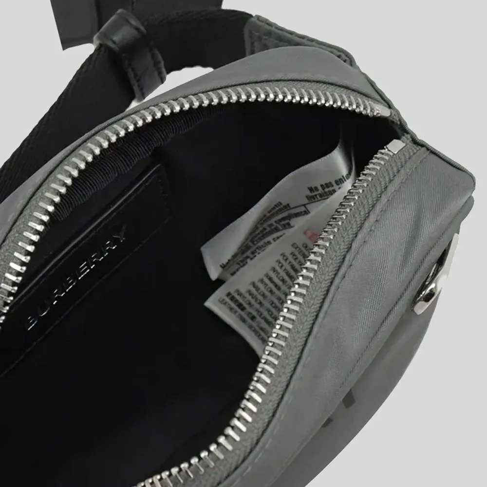 BURBERRY Cannon Branded Nylon Belt/Crossbody Bag Grey 80528881