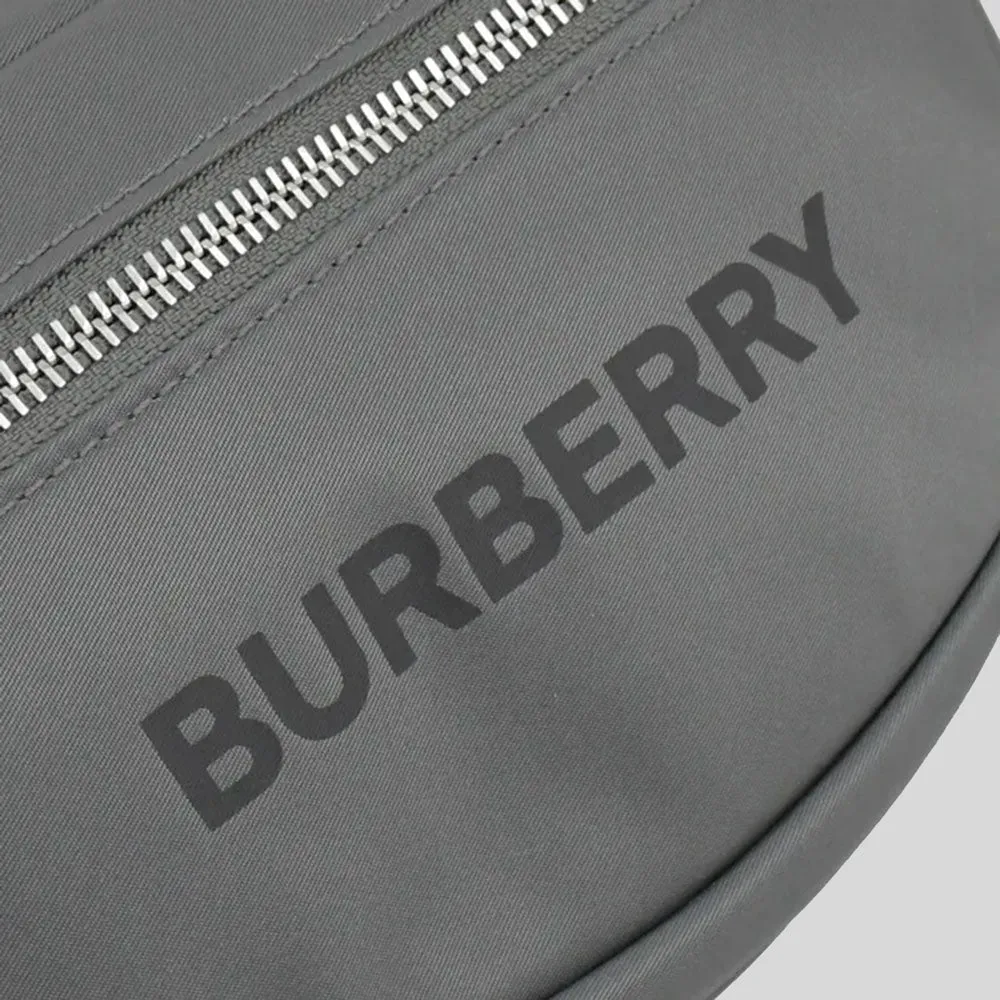 BURBERRY Cannon Branded Nylon Belt/Crossbody Bag Grey 80528881