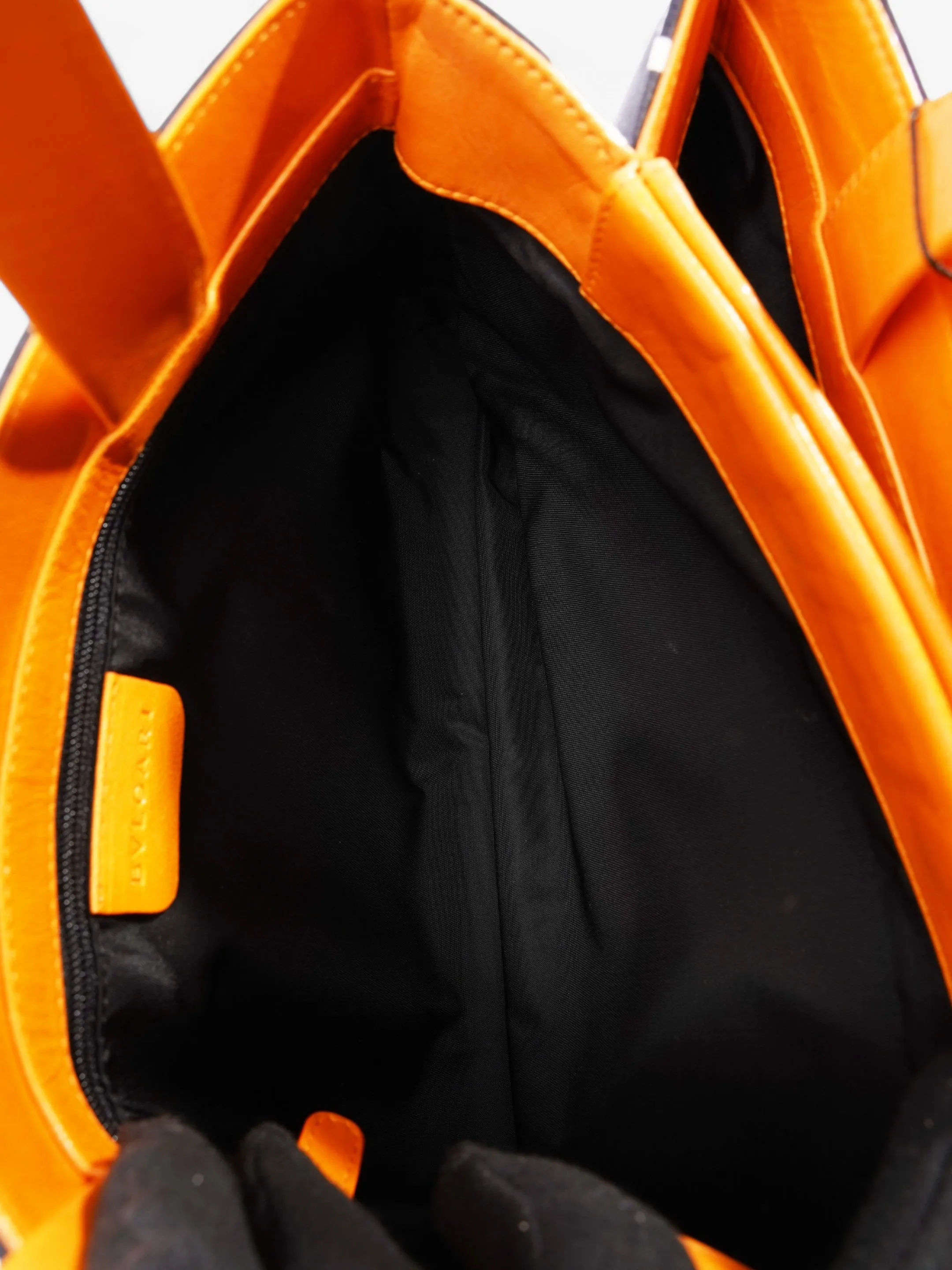 Bvlgari Logomania Shoulder Bag Black / Orange / White Fabric
