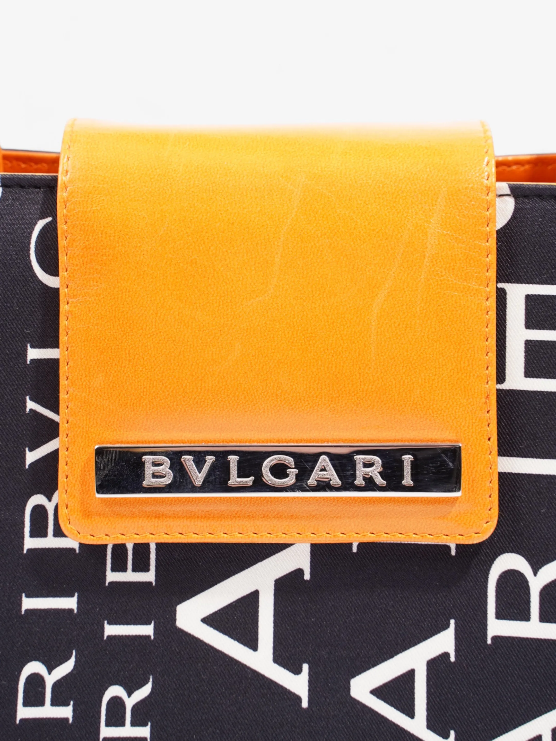 Bvlgari Logomania Shoulder Bag Black / Orange / White Fabric