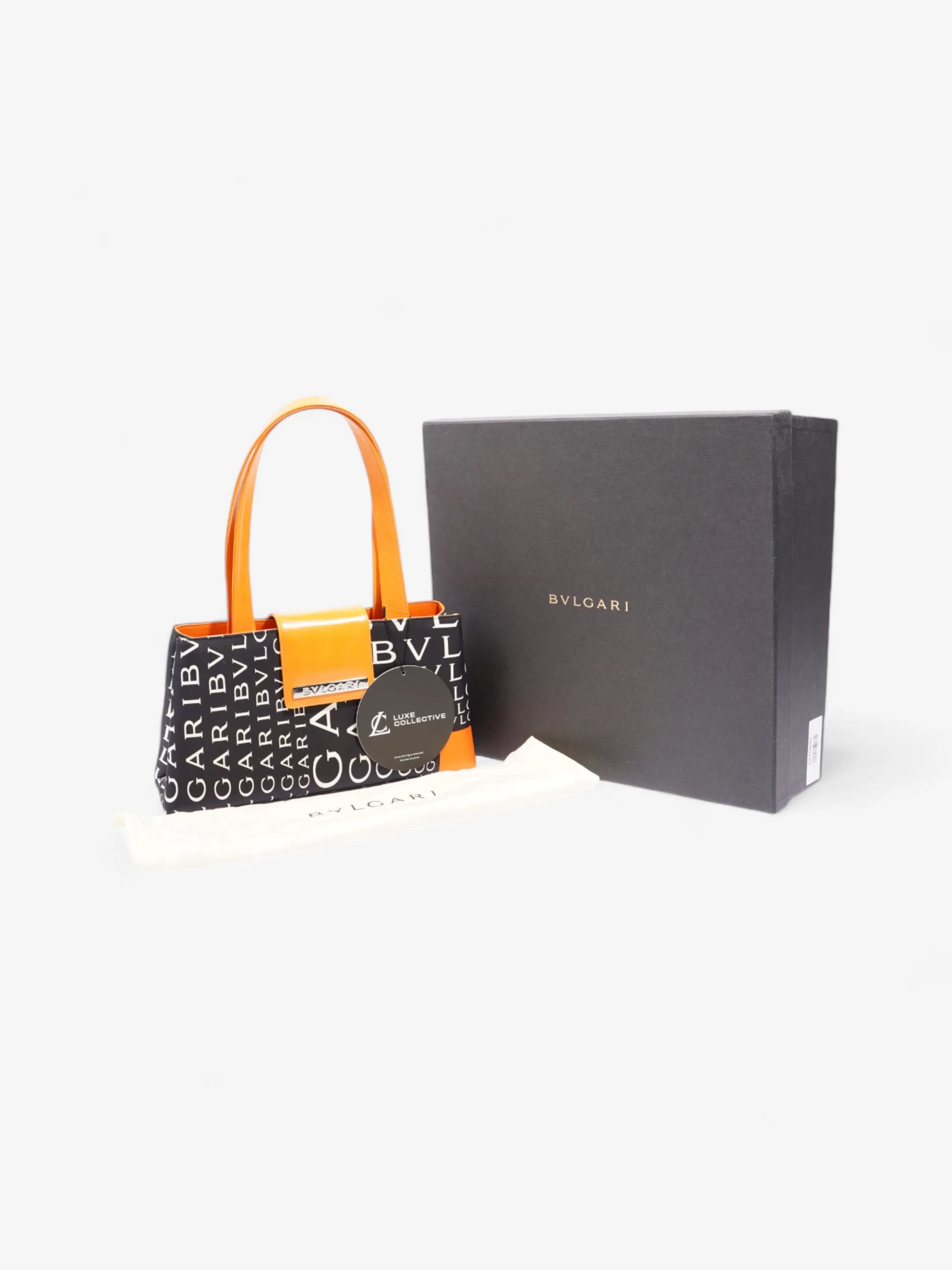 Bvlgari Logomania Shoulder Bag Black / Orange / White Fabric