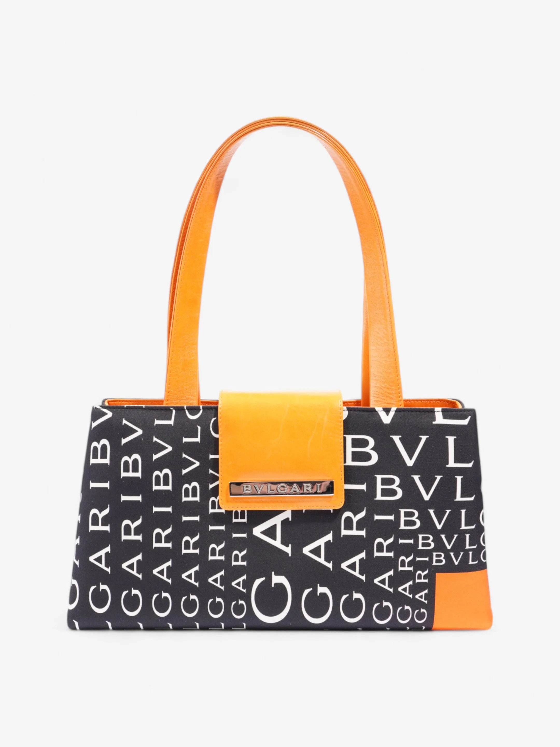 Bvlgari Logomania Shoulder Bag Black / Orange / White Fabric
