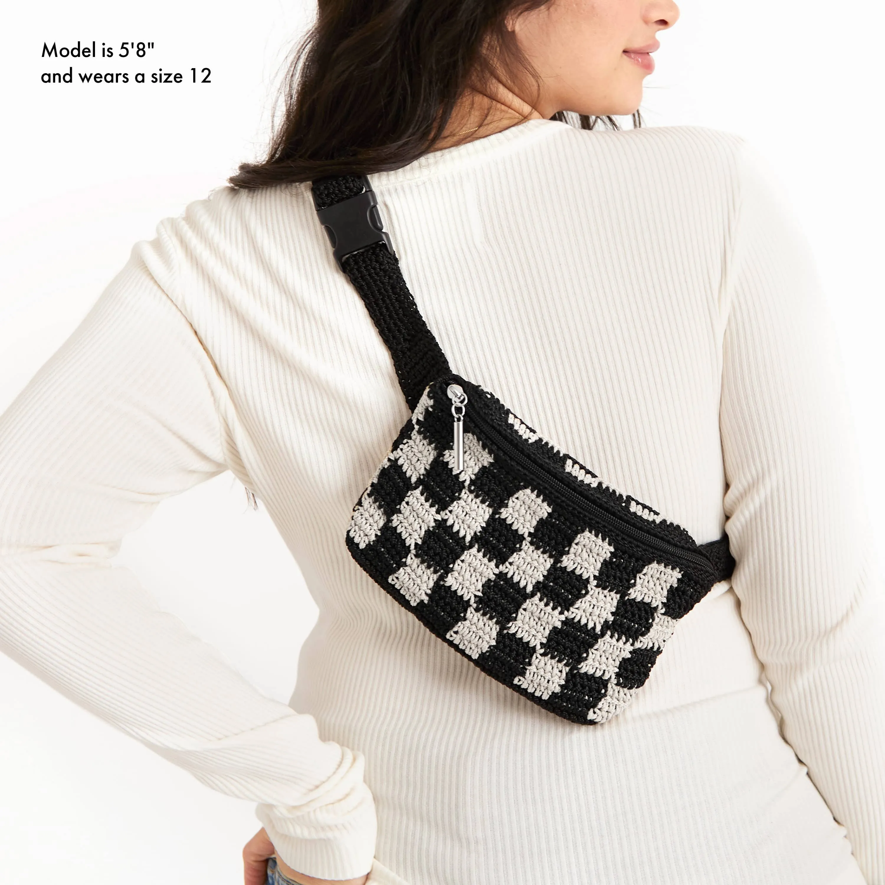 Caraway Small Belt Bag - Hand Crochet - Black Check