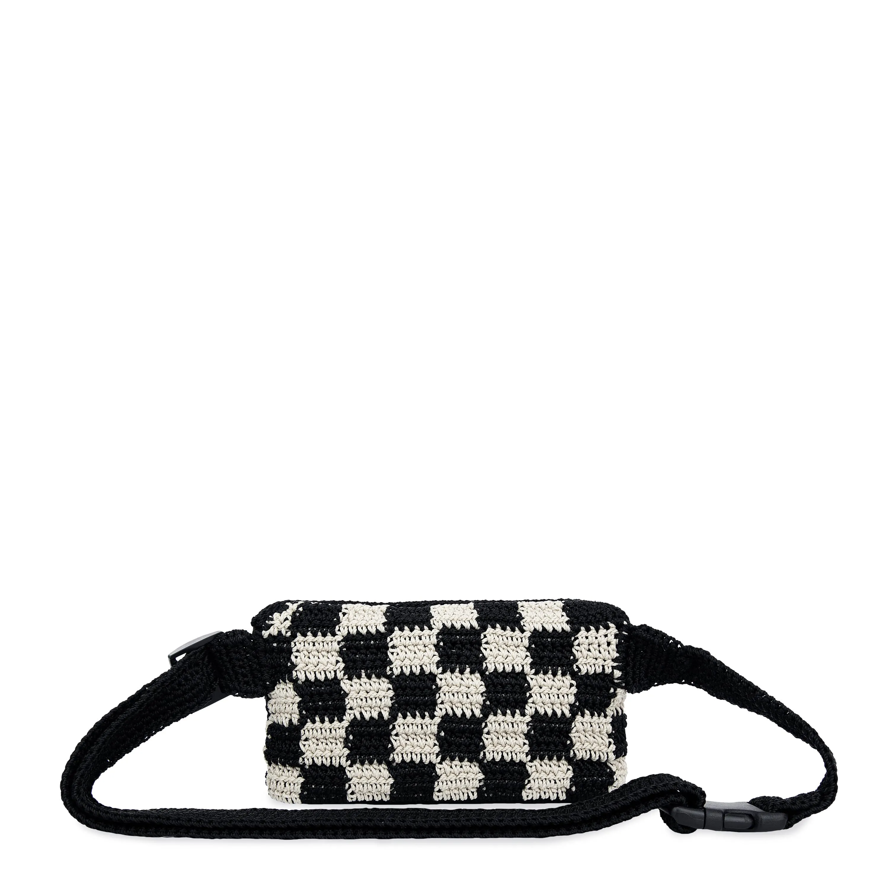 Caraway Small Belt Bag - Hand Crochet - Black Check