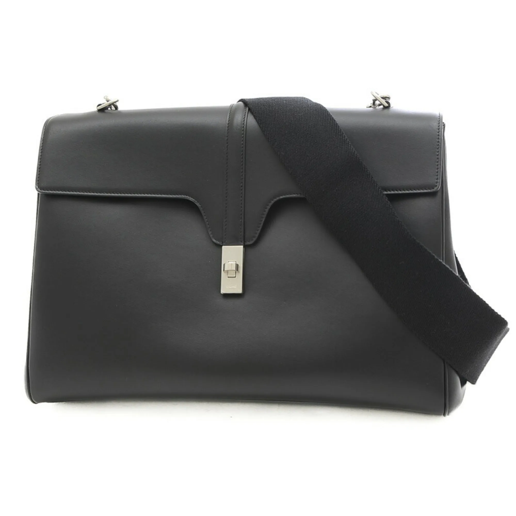 Celine 16 Saise Large Souple 24H Shoulder Bag Leather Black 195533