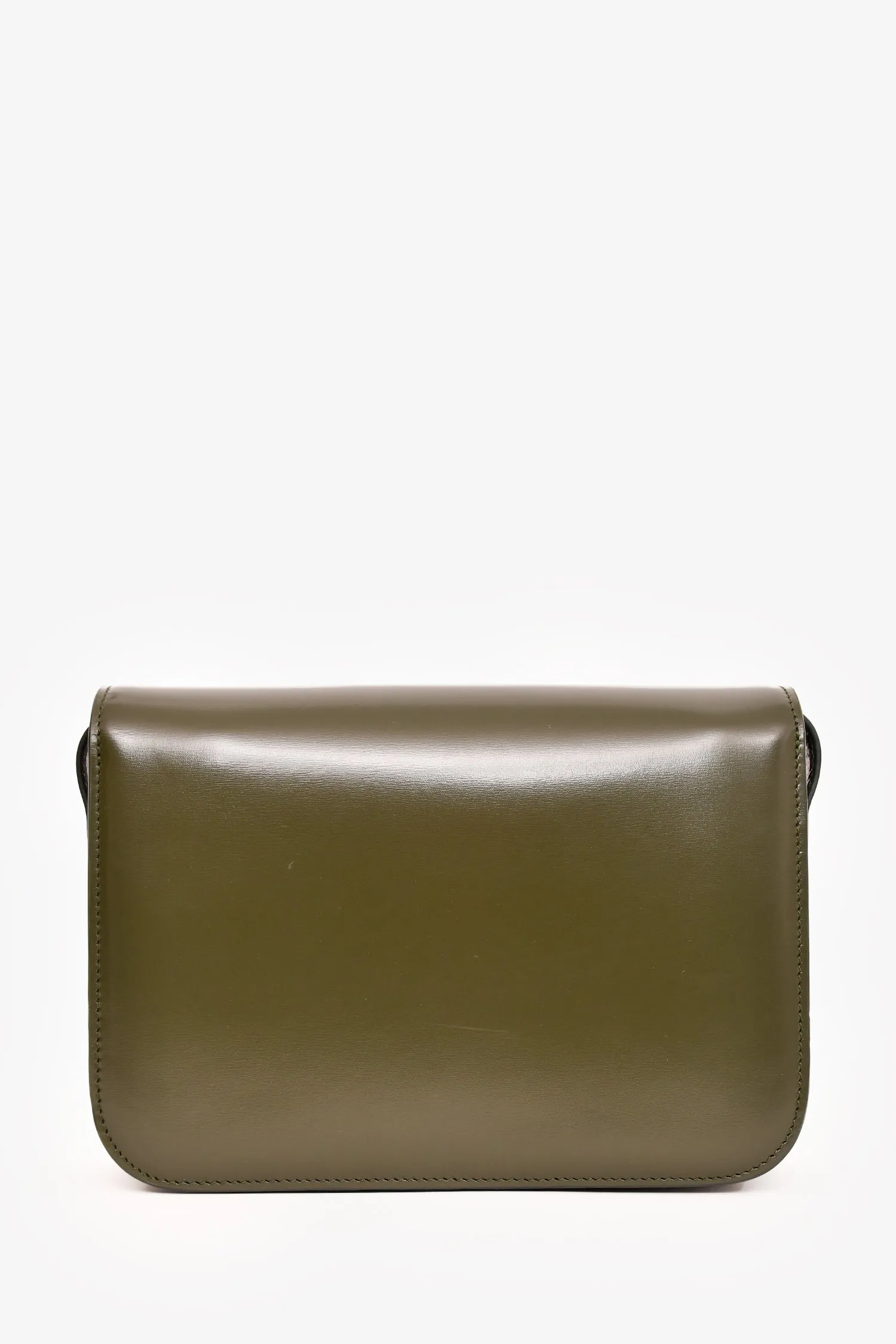 Celine 2022 Green Leather Classique Triomphe Shoulder Bag