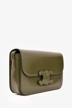 Celine 2022 Green Leather Classique Triomphe Shoulder Bag