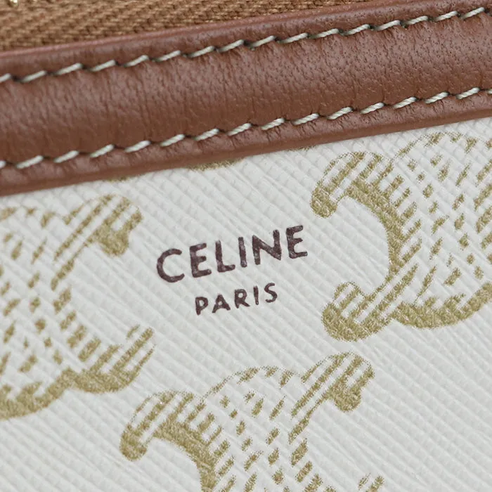 CELINE CE80655 Clutch with chain Triomphe canvas Shoulder PVC  White Women
