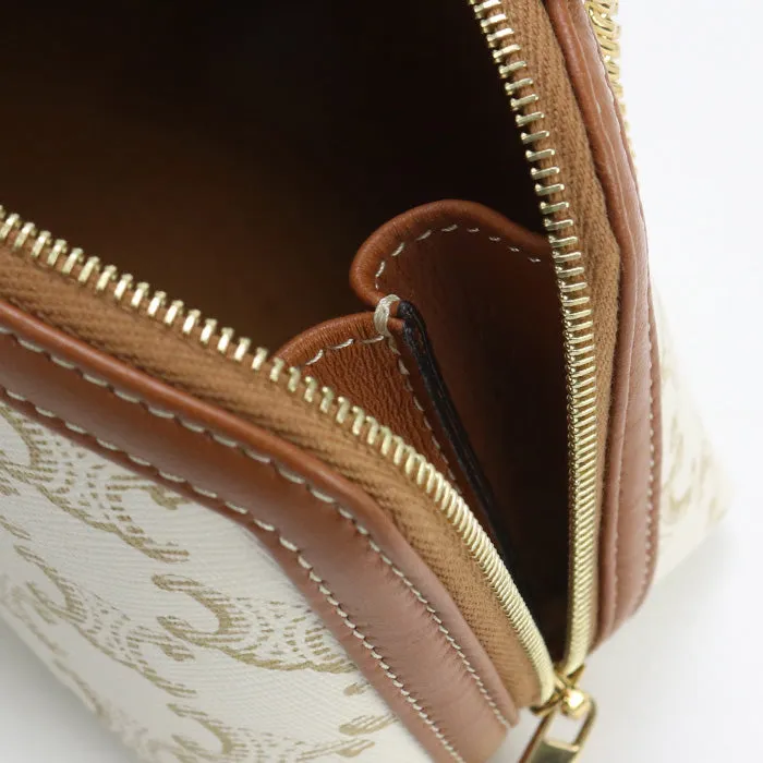 CELINE CE80655 Clutch with chain Triomphe canvas Shoulder PVC  White Women