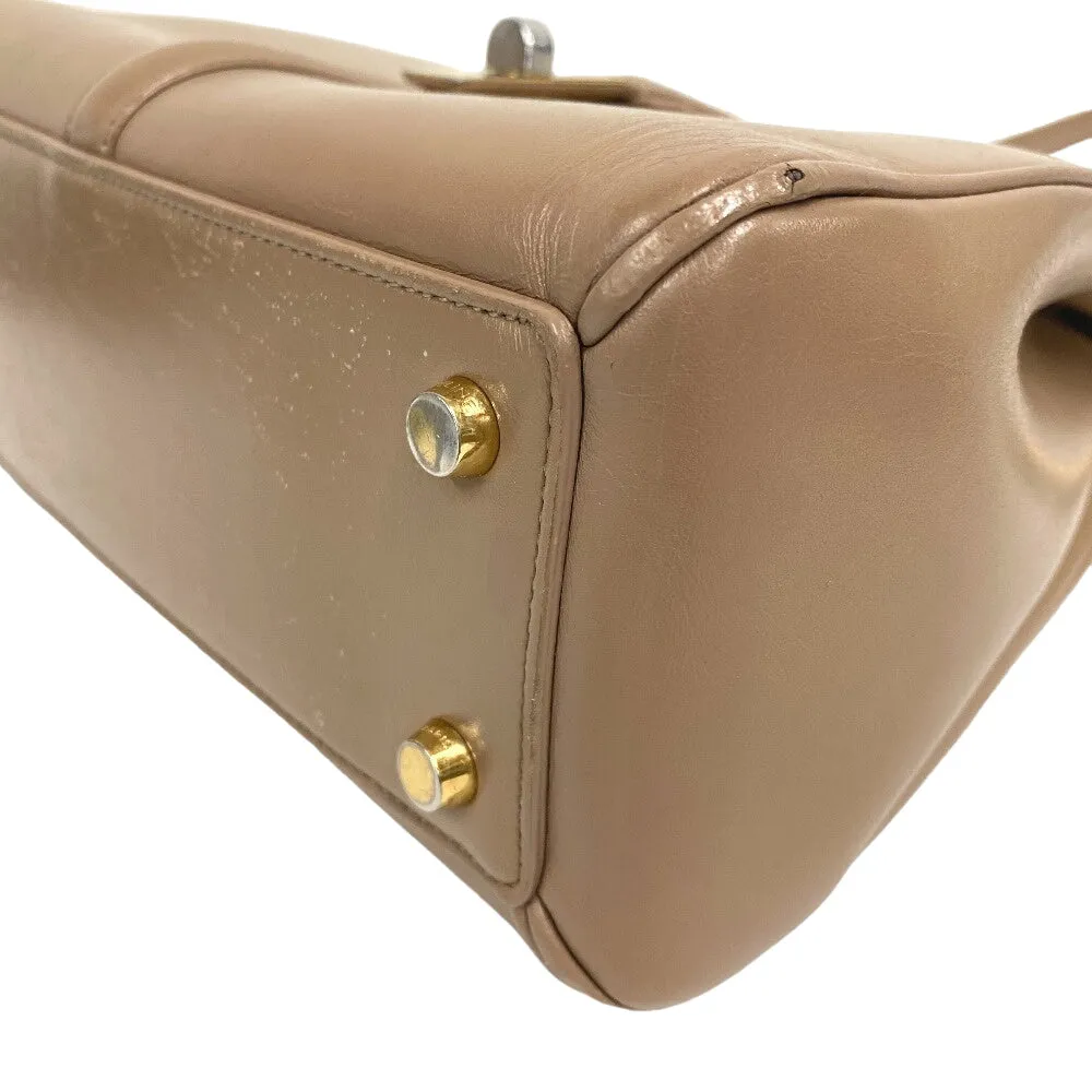 CELINE Handbag leather beige 2WAY Shoulder Bag 16 Says Small Women Used