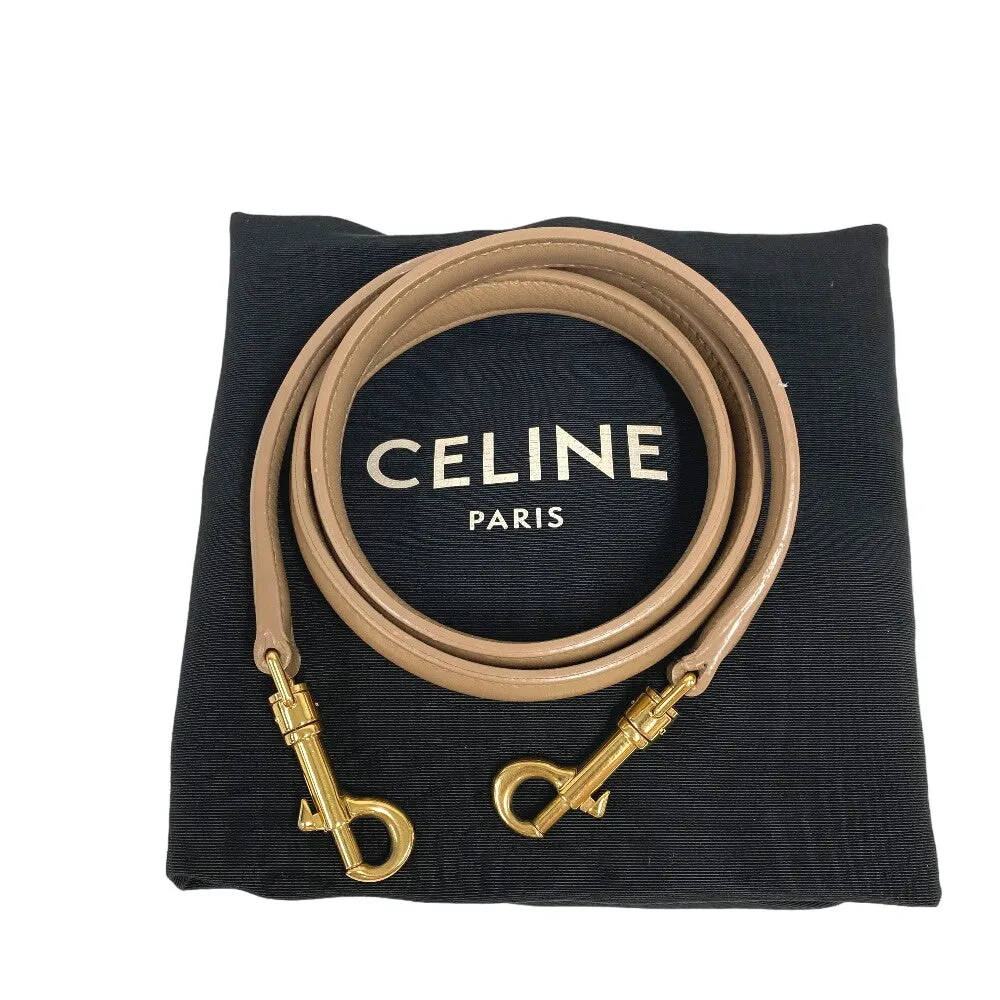 CELINE Handbag leather beige 2WAY Shoulder Bag 16 Says Small Women Used