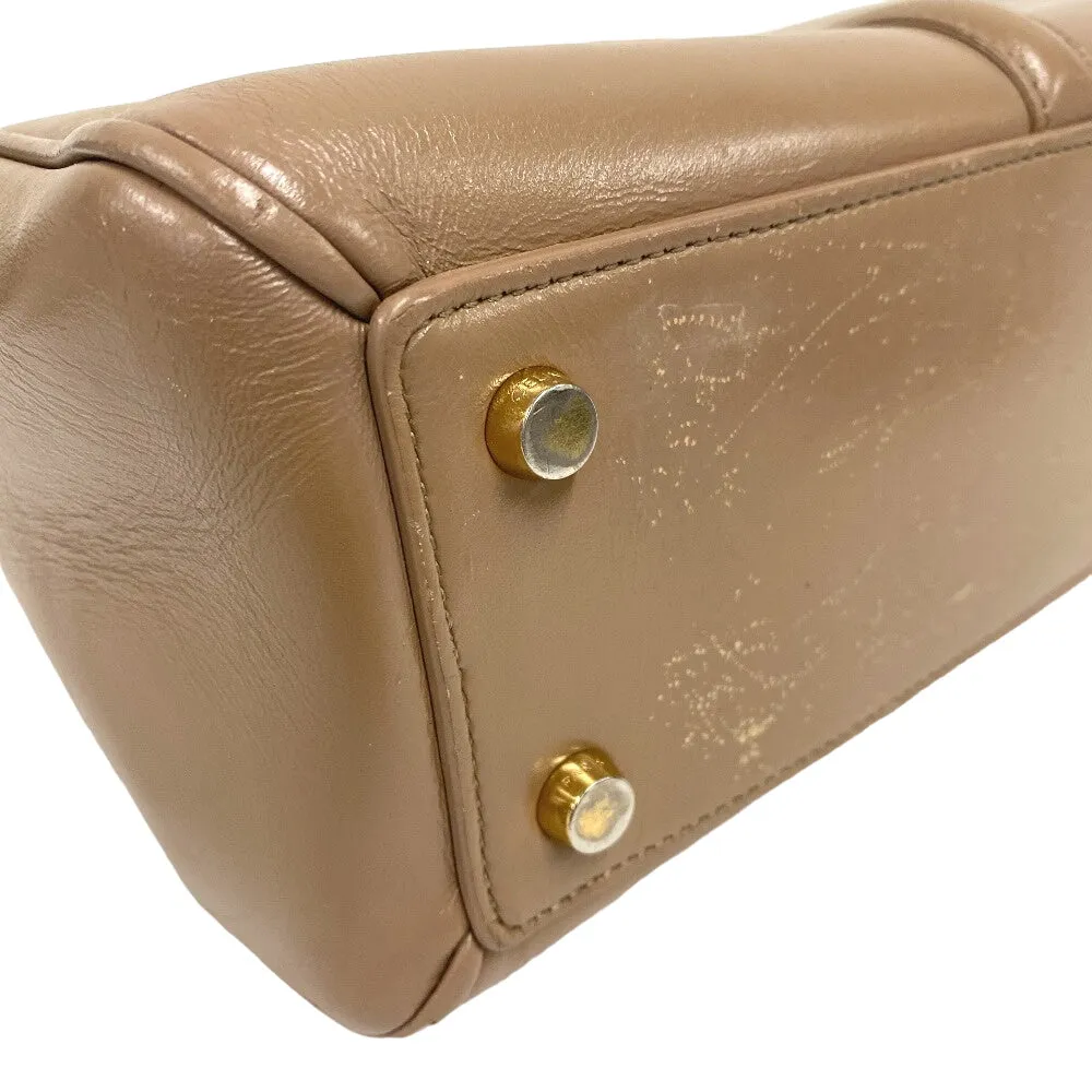 CELINE Handbag leather beige 2WAY Shoulder Bag 16 Says Small Women Used