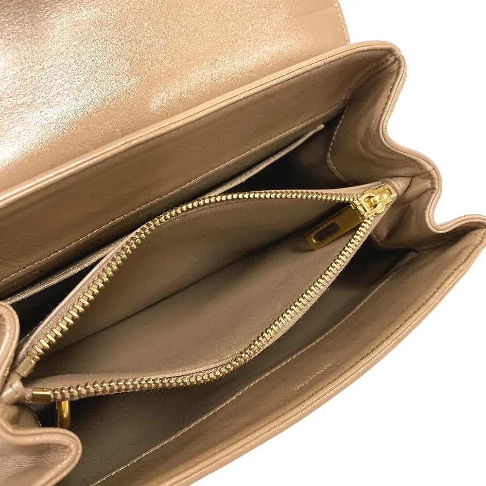 CELINE Handbag leather beige 2WAY Shoulder Bag 16 Says Small Women Used