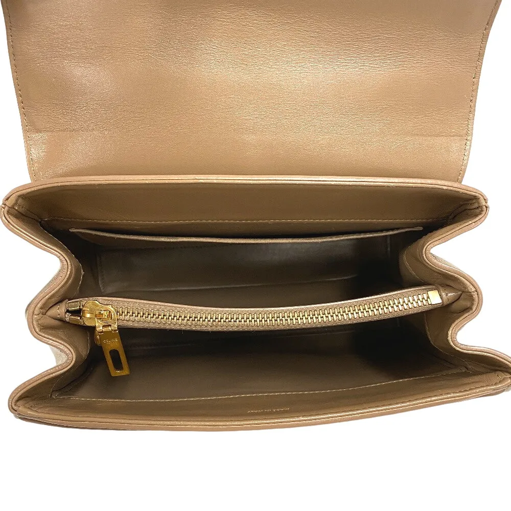 CELINE Handbag leather beige 2WAY Shoulder Bag 16 Says Small Women Used