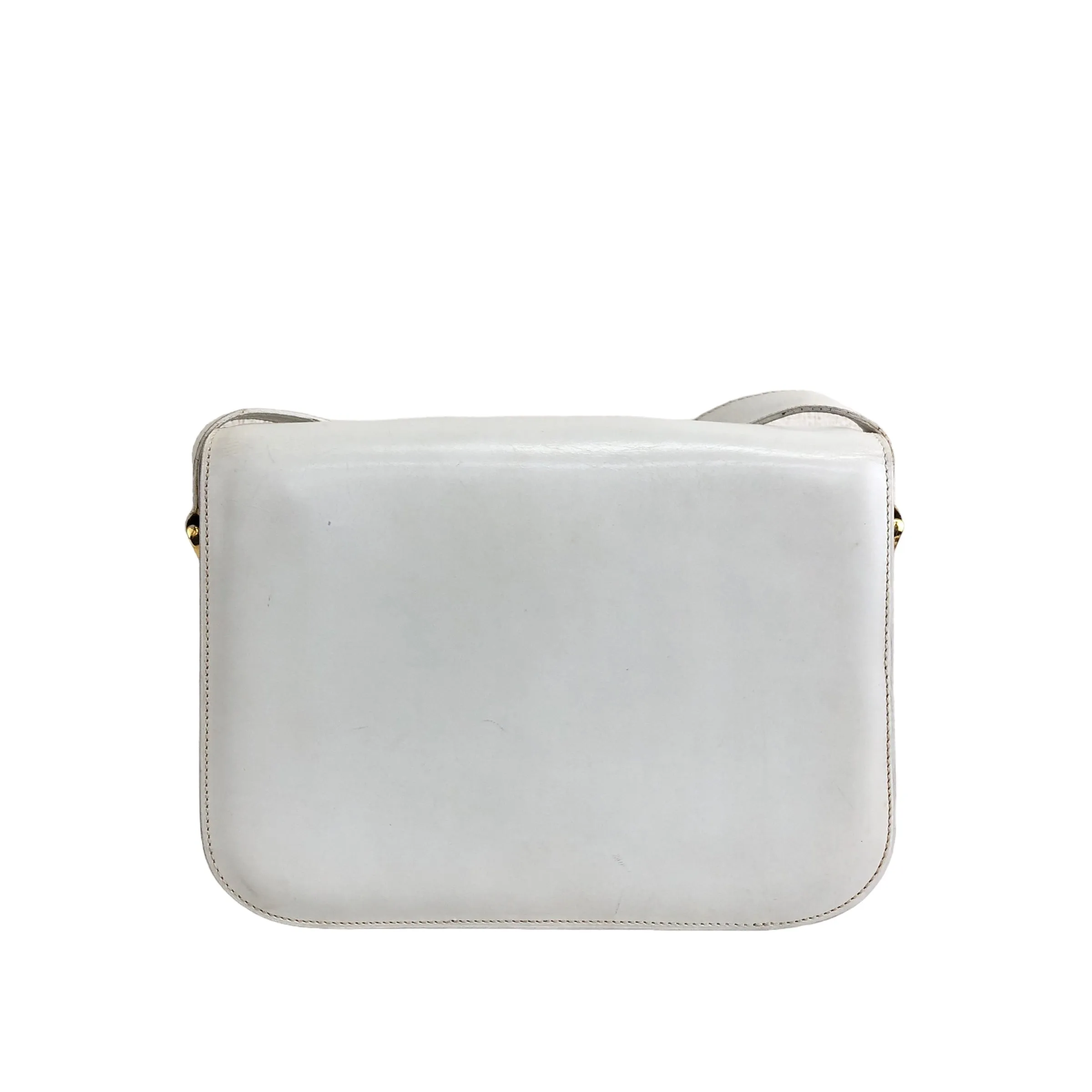 CELINE Horse Bit Leather Crossbody Shoulder bag White Vintage tkdtk2