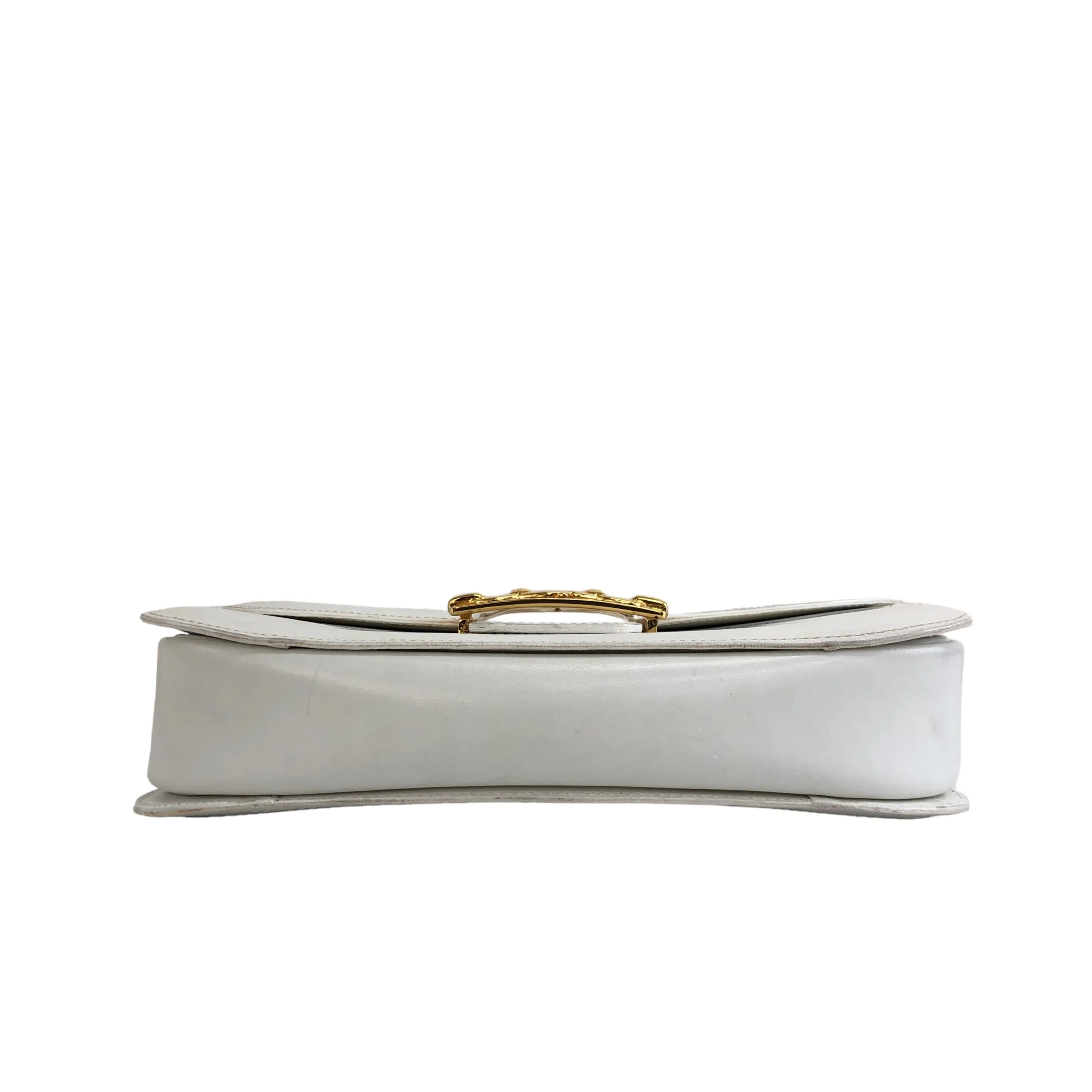 CELINE Horse Bit Leather Crossbody Shoulder bag White Vintage tkdtk2