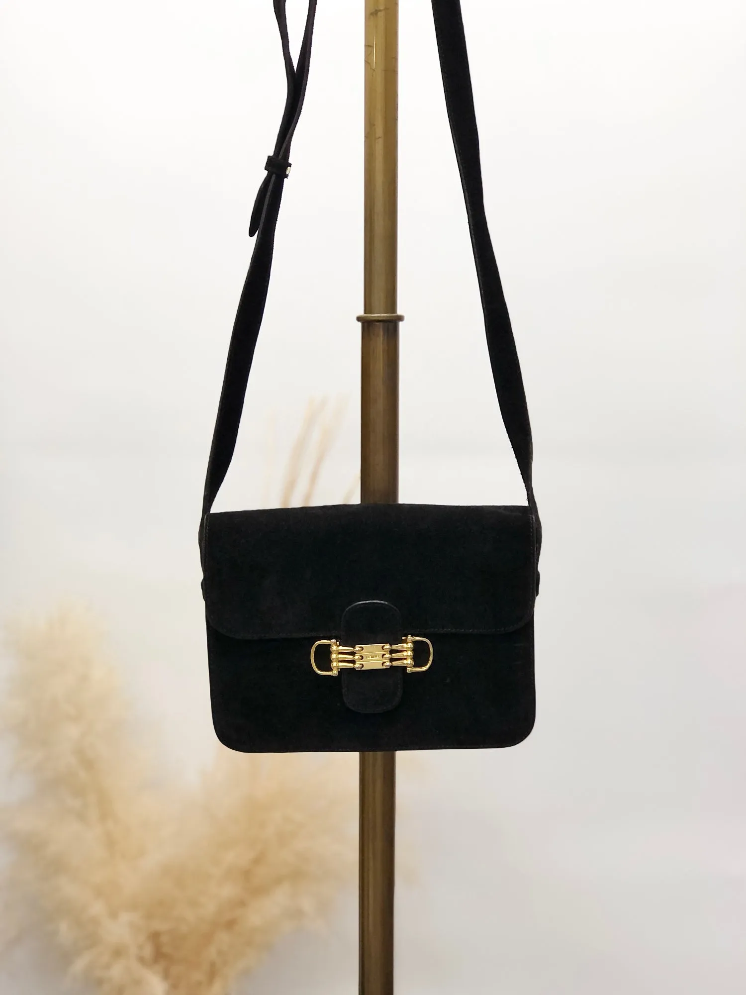 CELINE Horse Bit Shoulder bag Black Vintage yffeiu