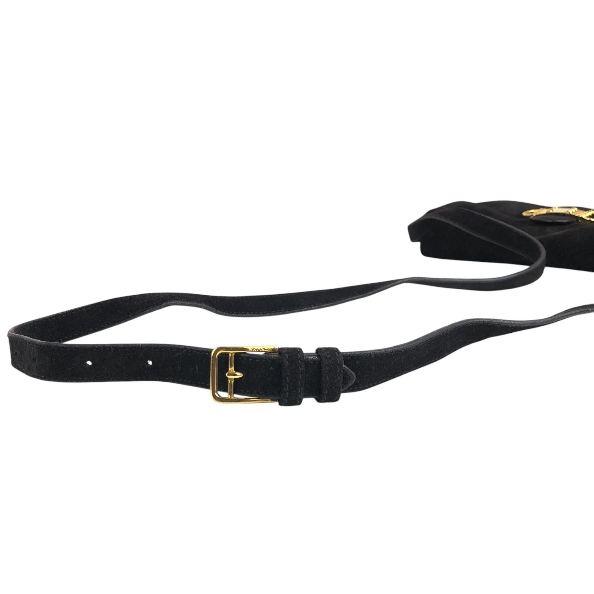 CELINE Horse Bit Shoulder bag Black Vintage yffeiu