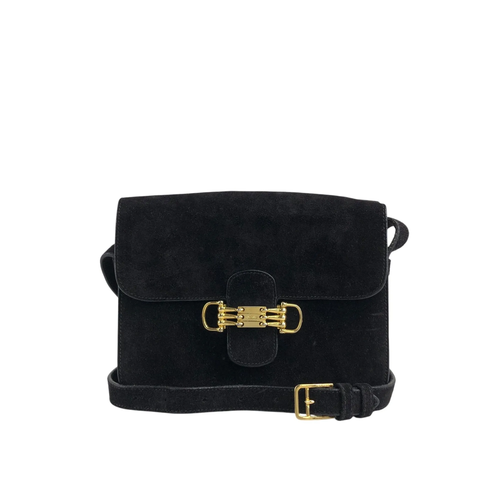 CELINE Horse Bit Shoulder bag Black Vintage yffeiu