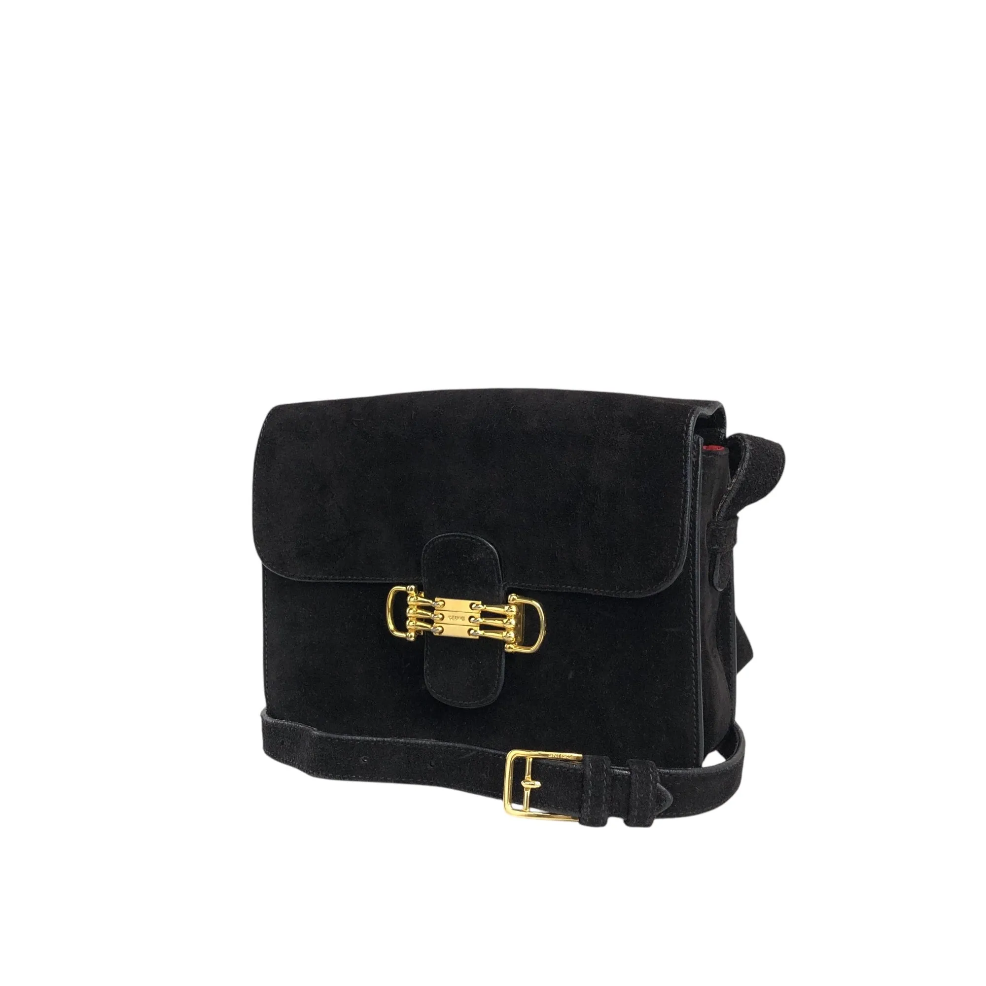 CELINE Horse Bit Shoulder bag Black Vintage yffeiu