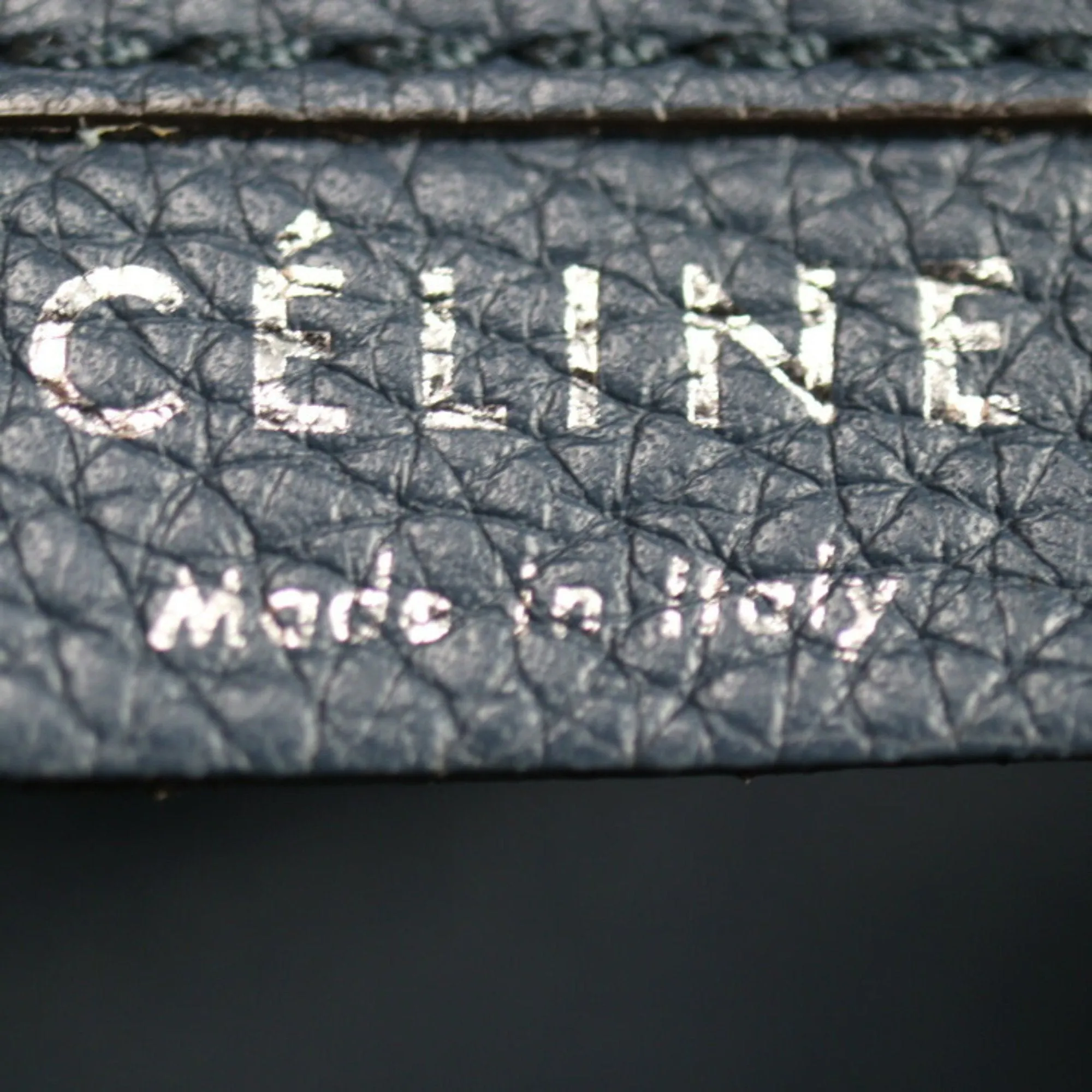 Celine Luggage Nano Shopper Handbag 168243 Leather Navy Silver Hardware 2WAY Shoulder Bag