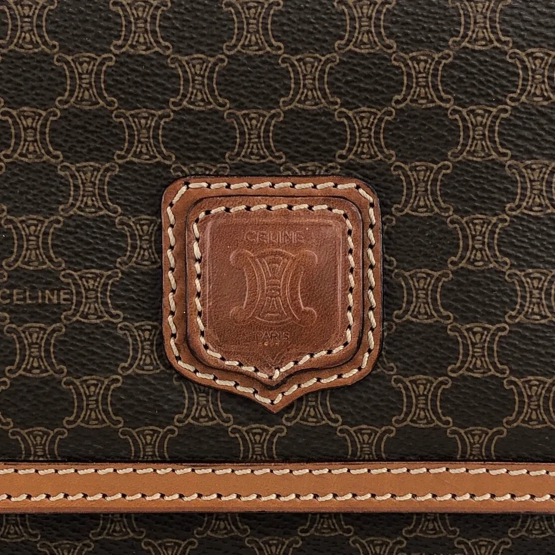 CELINE Macadam Blason Shoulder bag Brown Vintage 2c4duy
