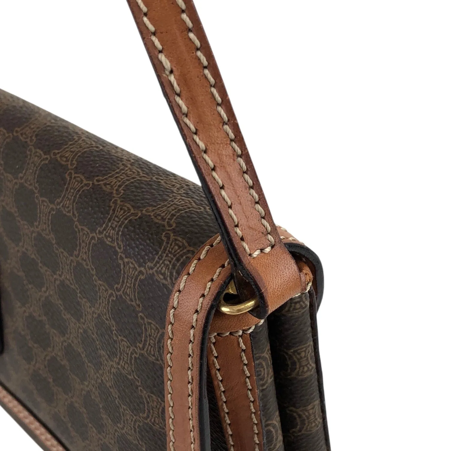 CELINE Macadam Blason Shoulder bag Brown Vintage 2c4duy