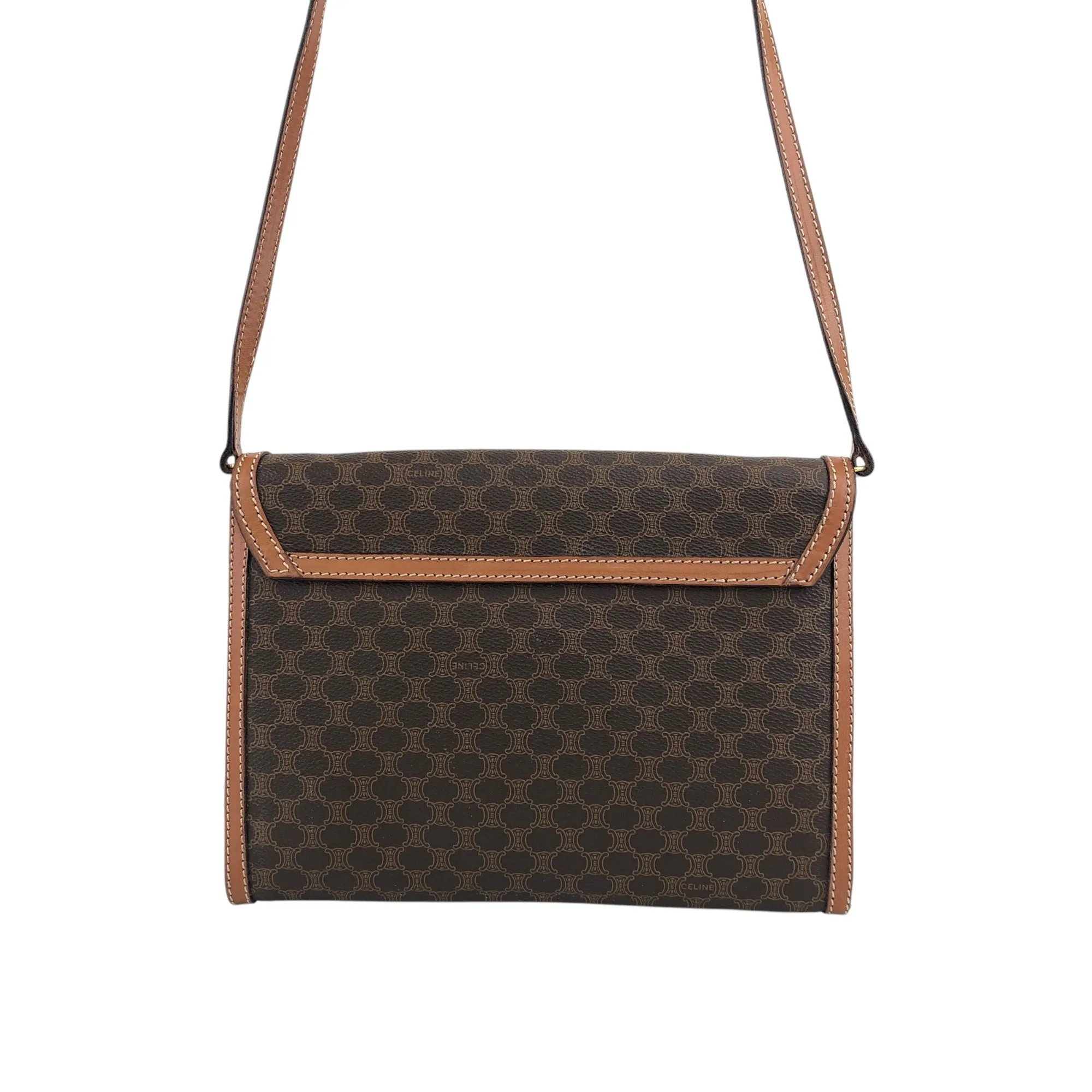 CELINE Macadam Blason Shoulder bag Brown Vintage 2c4duy