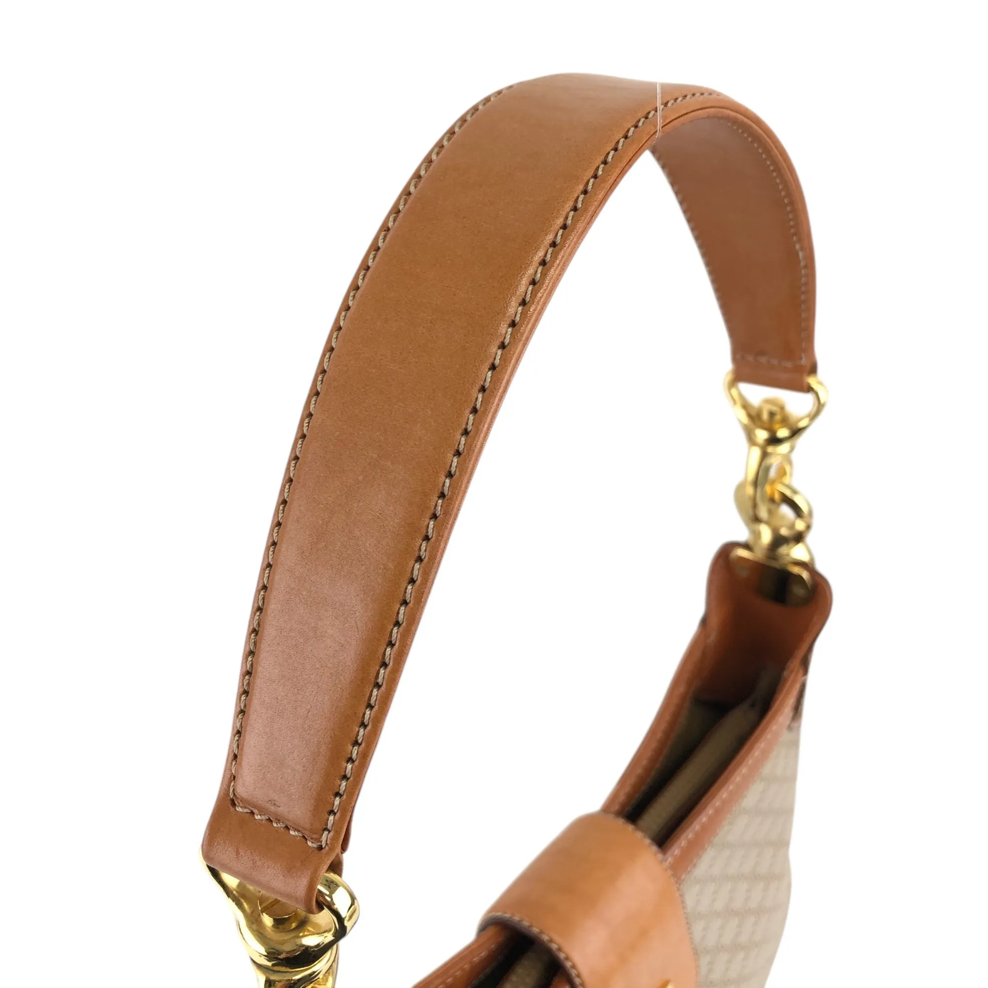 CELINE Macadam Blason Turn Lock Shoulder bag Hobobag Beige Vintage jniidp
