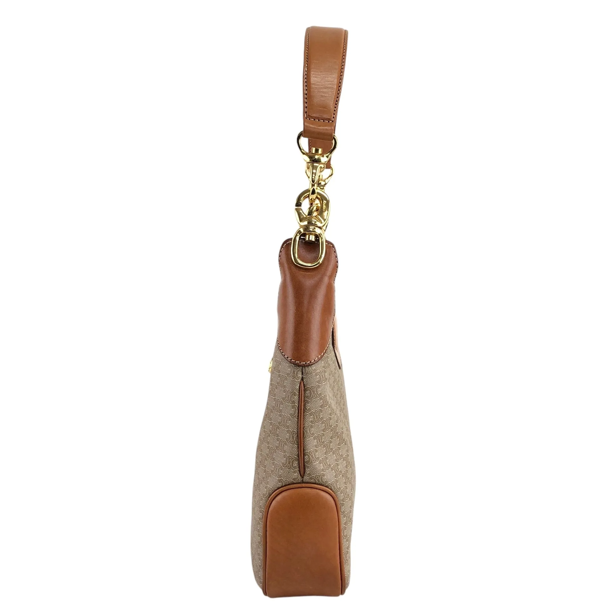 CELINE Macadam Blason Turn Lock Shoulder bag Hobobag Beige Vintage jniidp