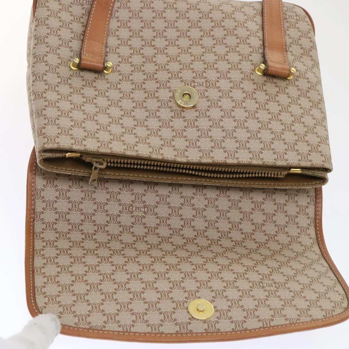 Celine Macadam Canvas Shoulder Bag Beige  fm2486