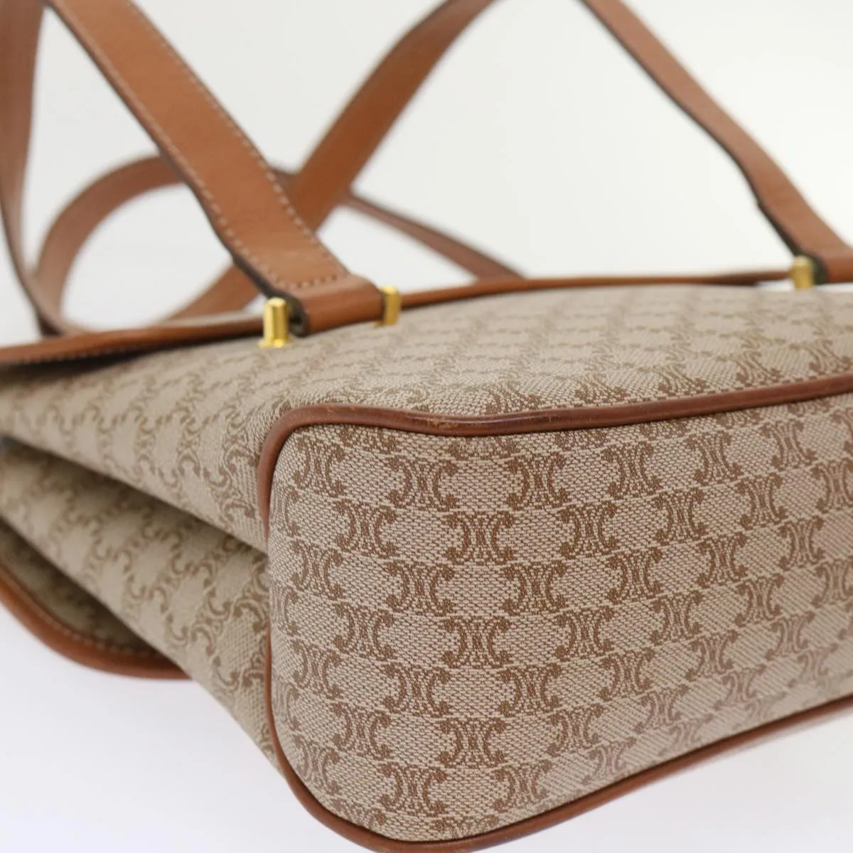 Celine Macadam Canvas Shoulder Bag Beige  fm2486