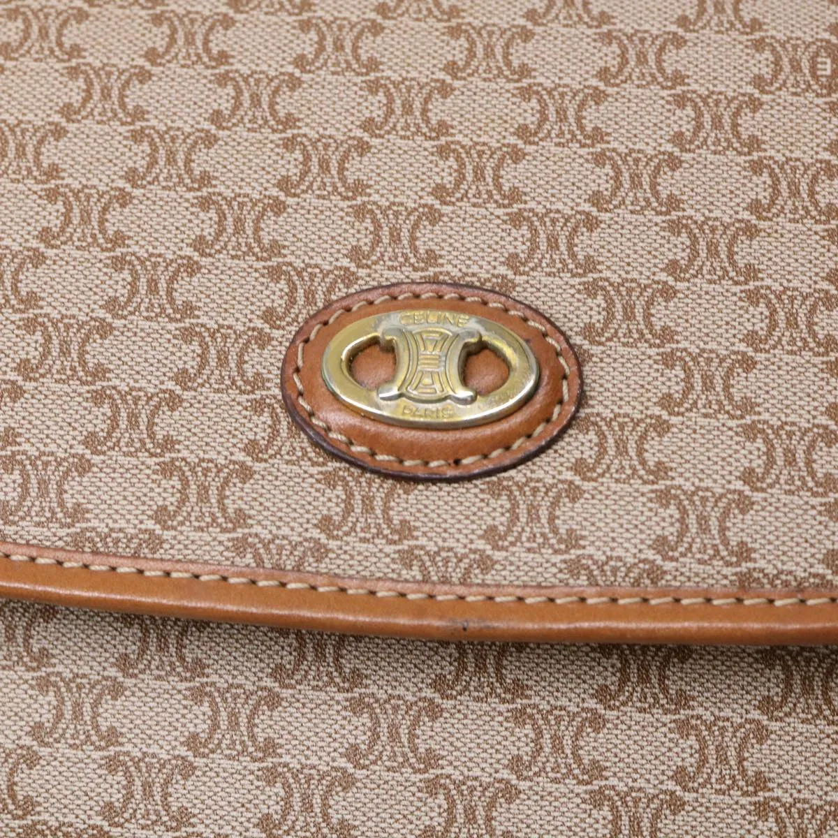 Celine Macadam Canvas Shoulder Bag Beige  fm2486