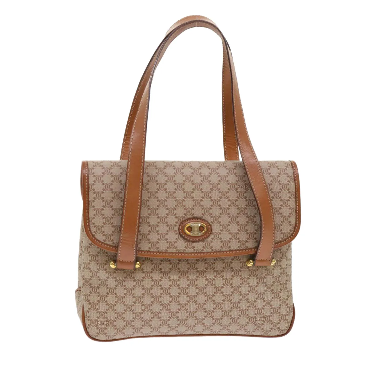 Celine Macadam Canvas Shoulder Bag Beige  fm2486