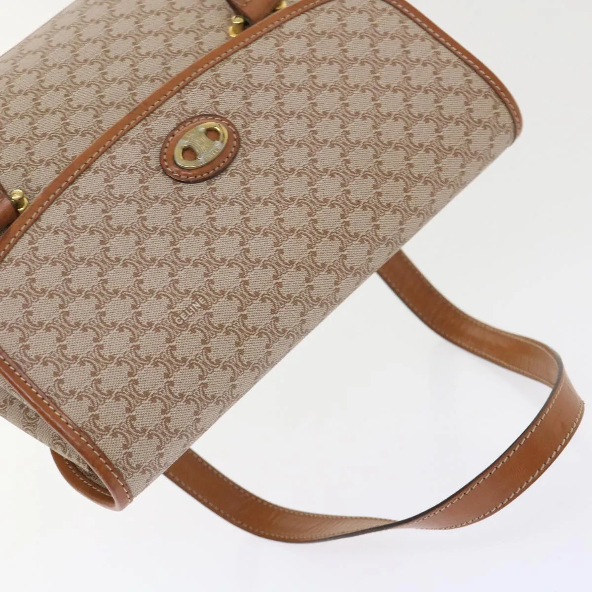 Celine Macadam Canvas Shoulder Bag Beige  fm2486