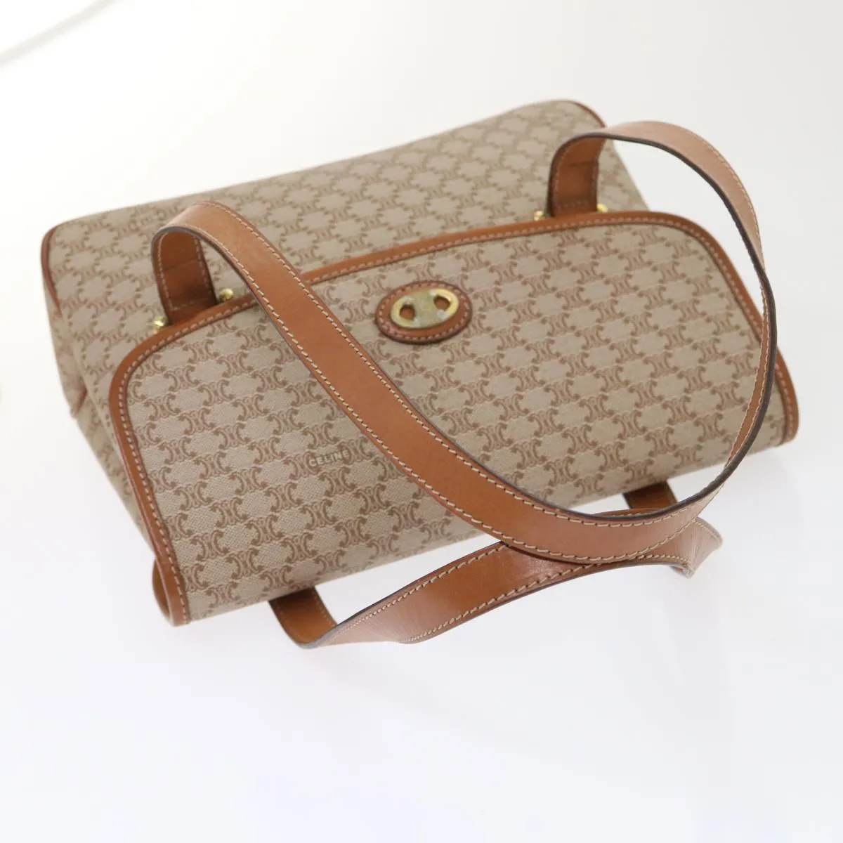 Celine Macadam Canvas Shoulder Bag Beige  fm2486