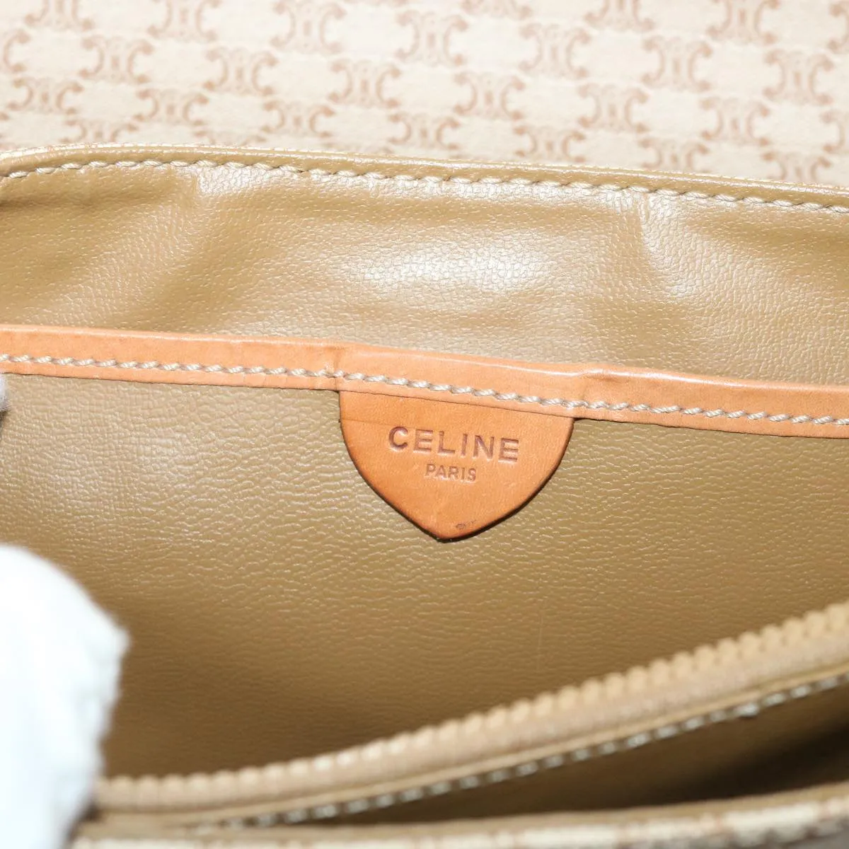 Celine Macadam Canvas Shoulder Bag Beige  fm2486
