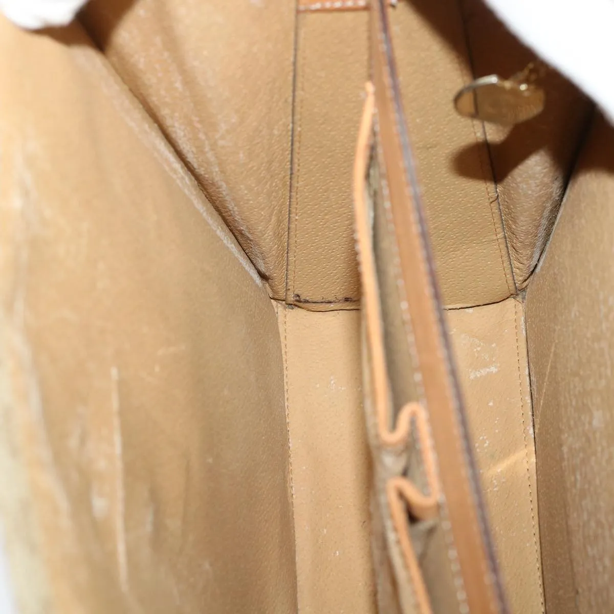 Celine Macadam Canvas Shoulder Bag PVC Leather Brown Beige  39943