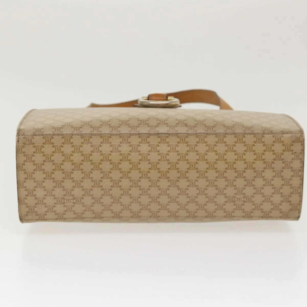 Celine Macadam Canvas Shoulder Bag PVC Leather Brown Beige  39943