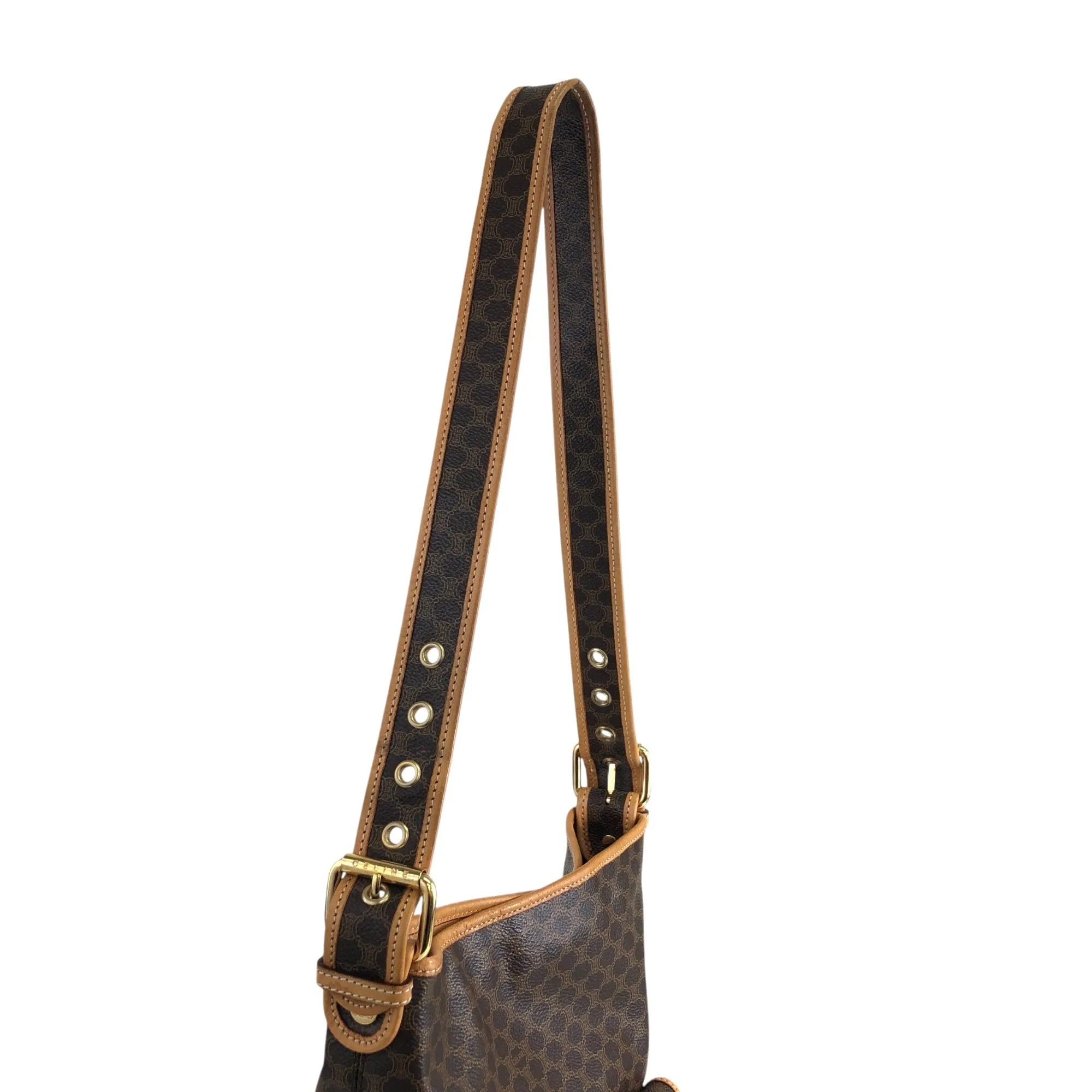 CELINE Macadam Shoulder bag Brown Vintage f23gdx
