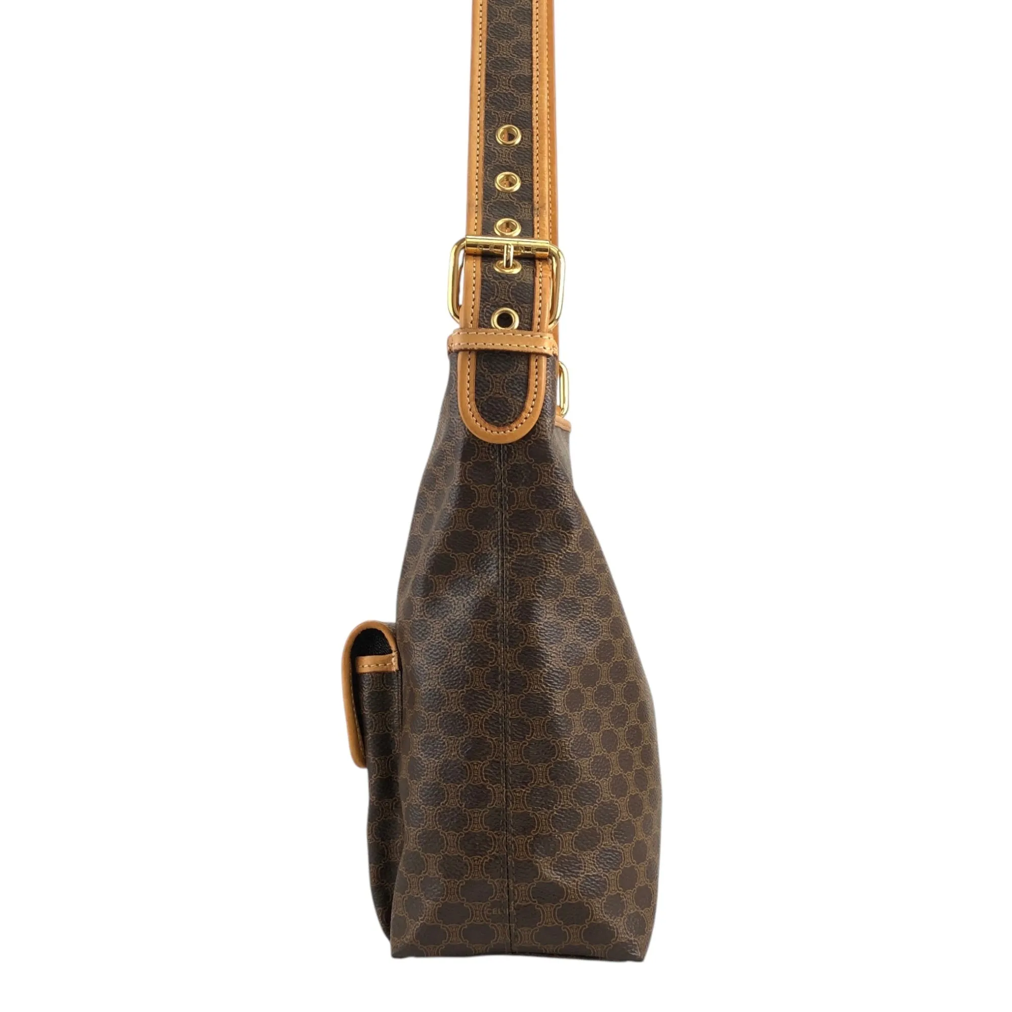 CELINE Macadam Shoulder bag Brown Vintage f23gdx