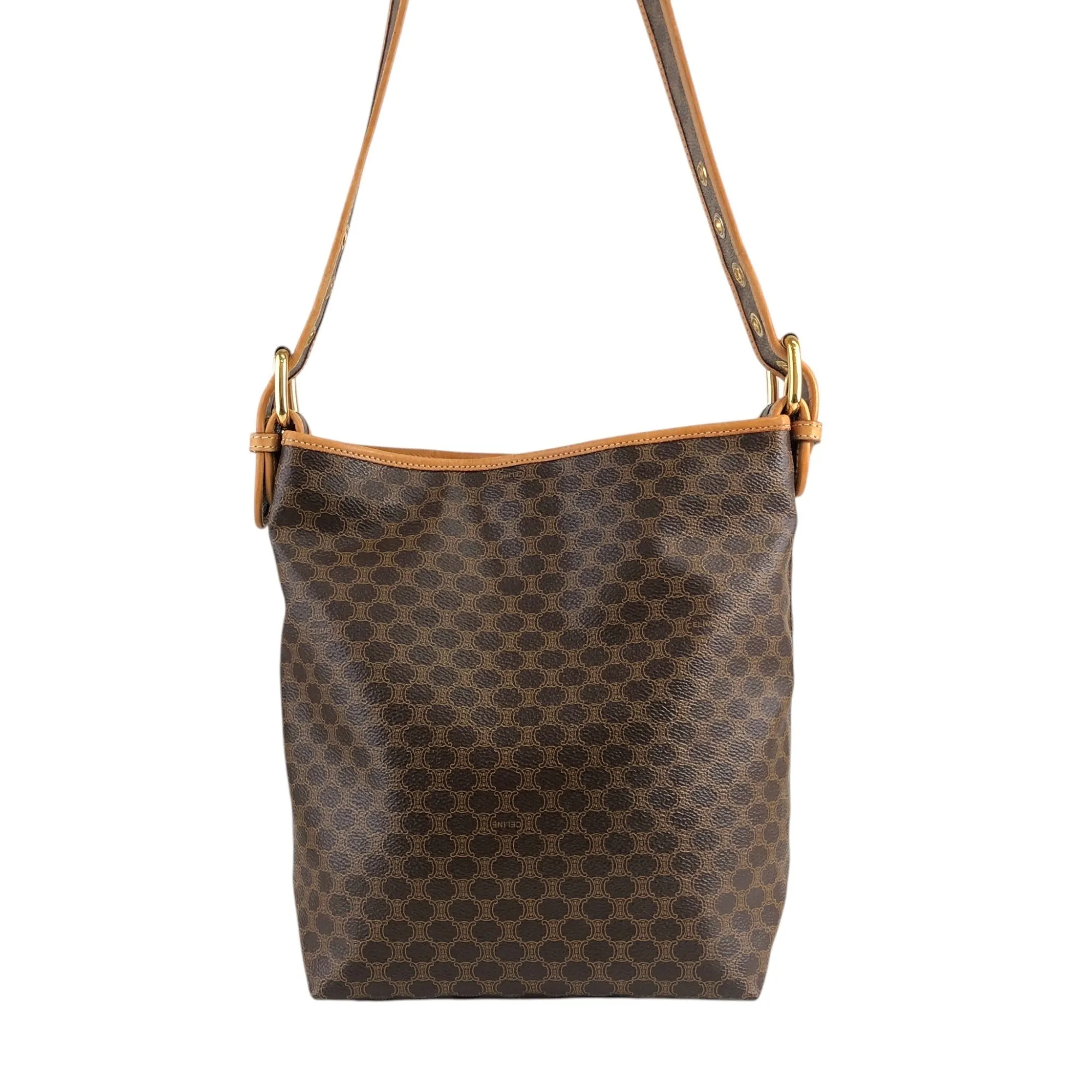 CELINE Macadam Shoulder bag Brown Vintage f23gdx