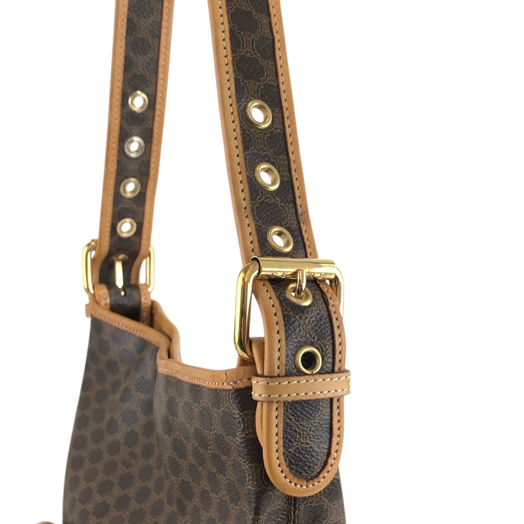 CELINE Macadam Shoulder bag Brown Vintage f23gdx