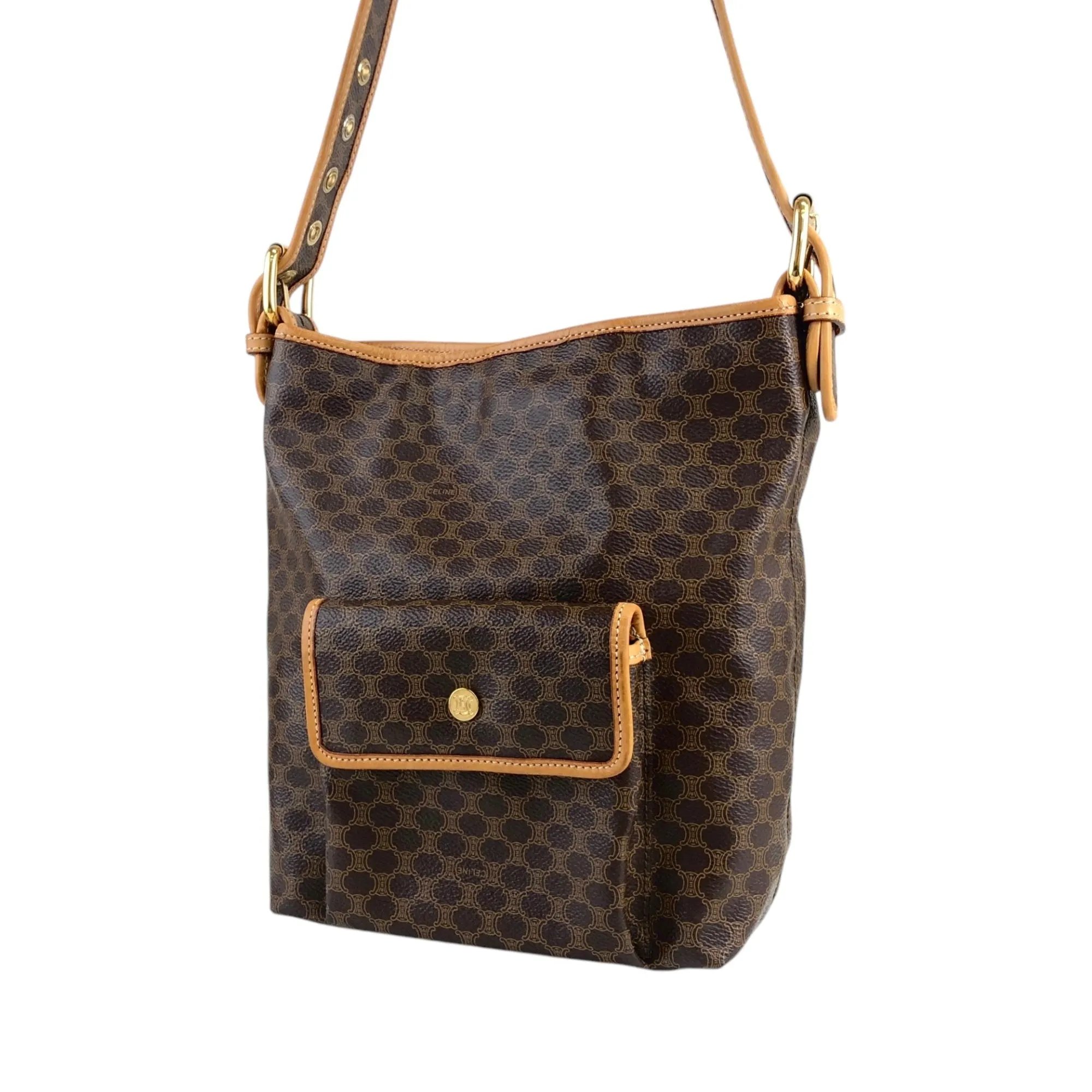 CELINE Macadam Shoulder bag Brown Vintage f23gdx