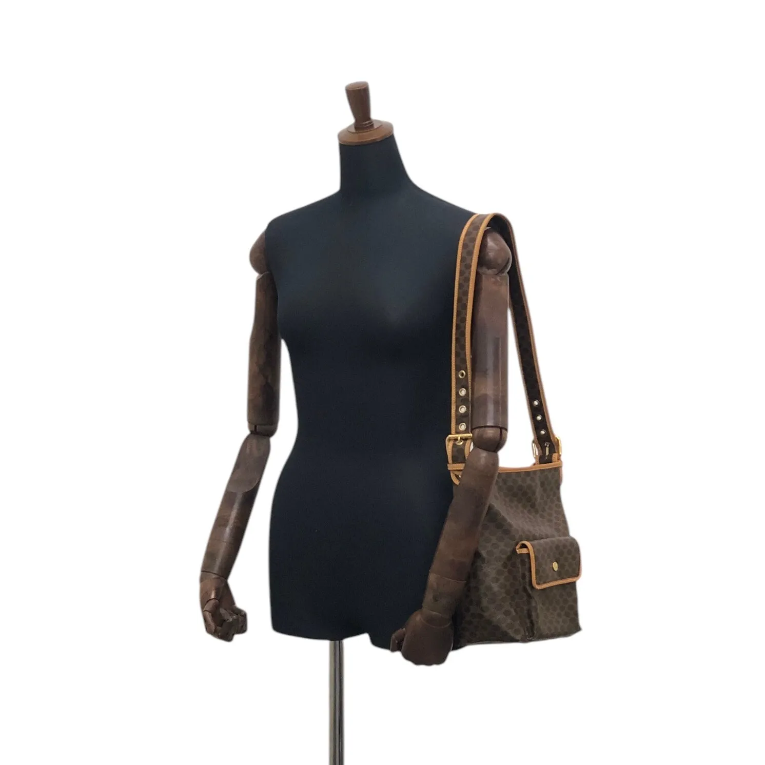 CELINE Macadam Shoulder bag Brown Vintage f23gdx