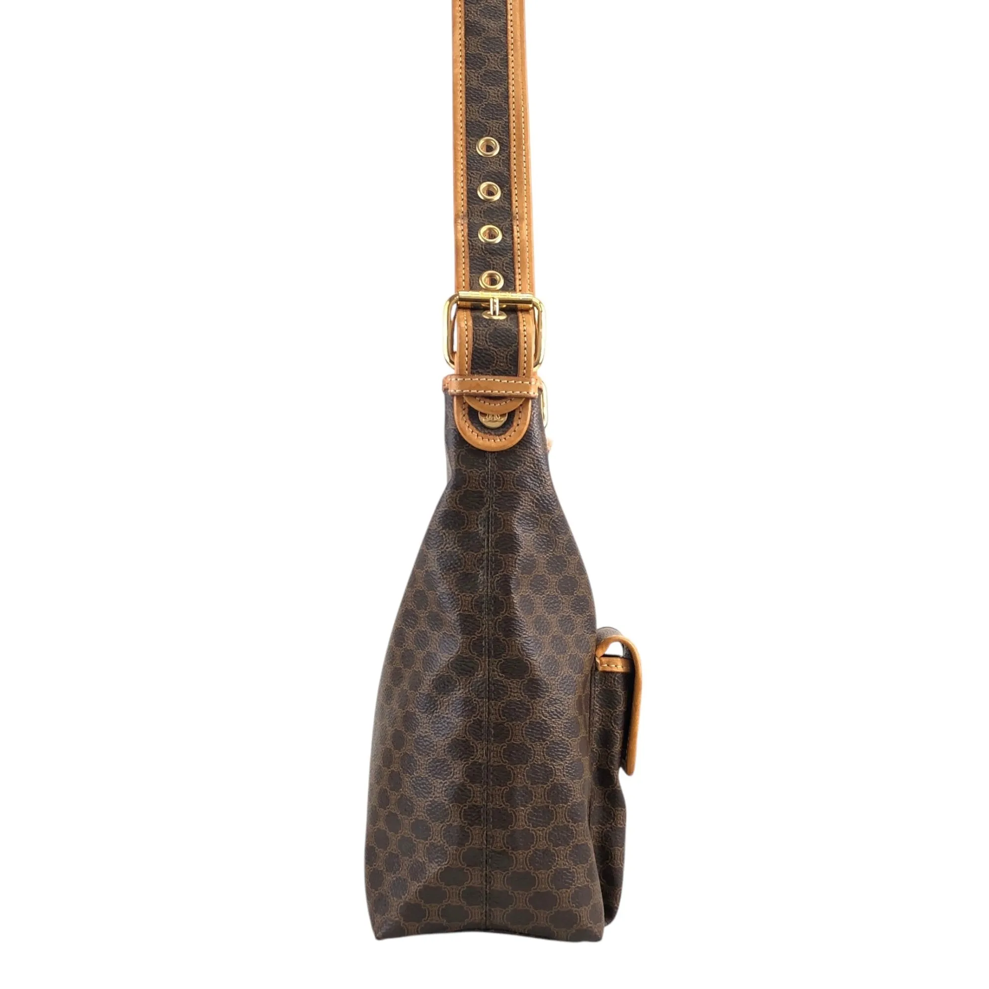 CELINE Macadam Shoulder bag Brown Vintage f23gdx