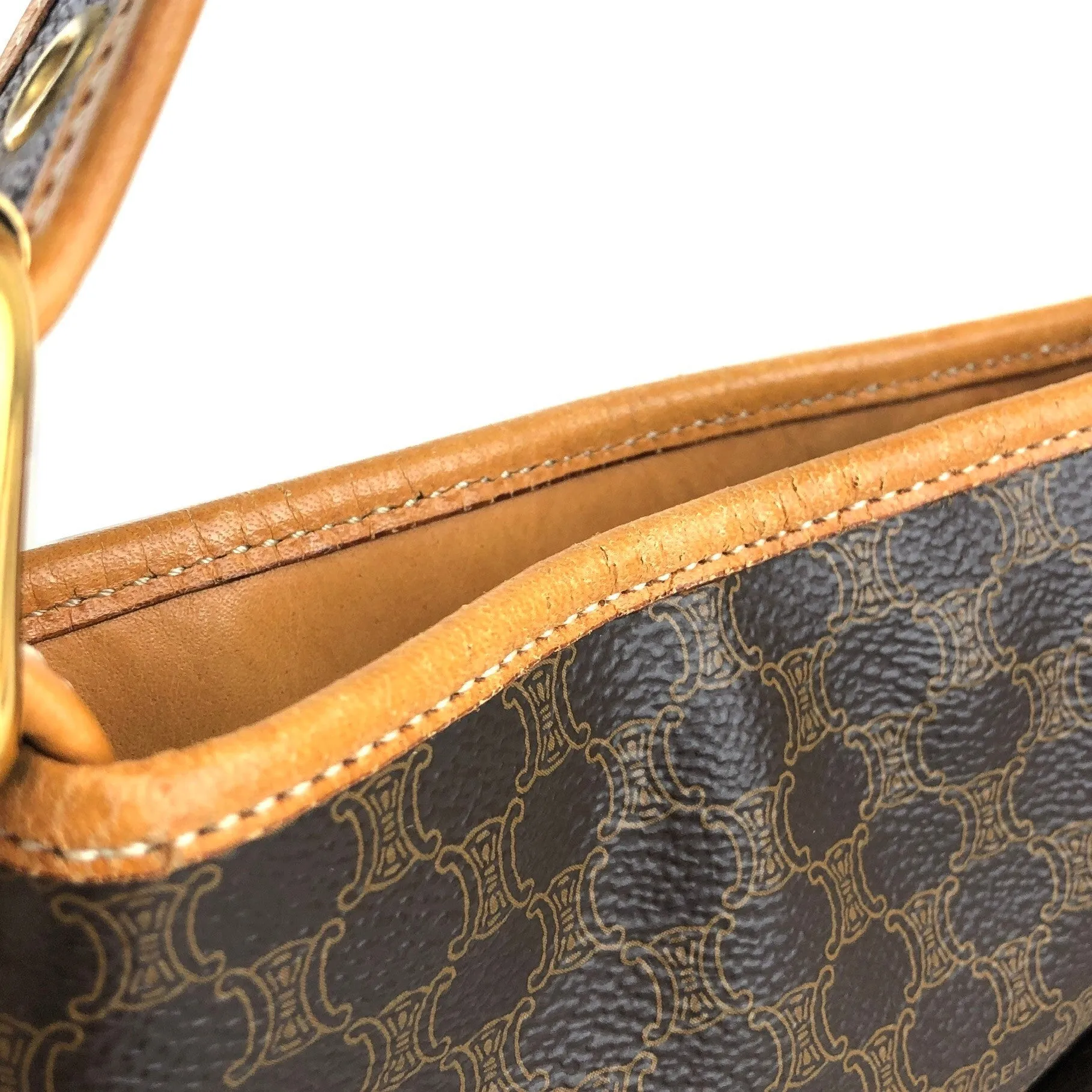 CELINE Macadam Shoulder bag Brown Vintage f23gdx